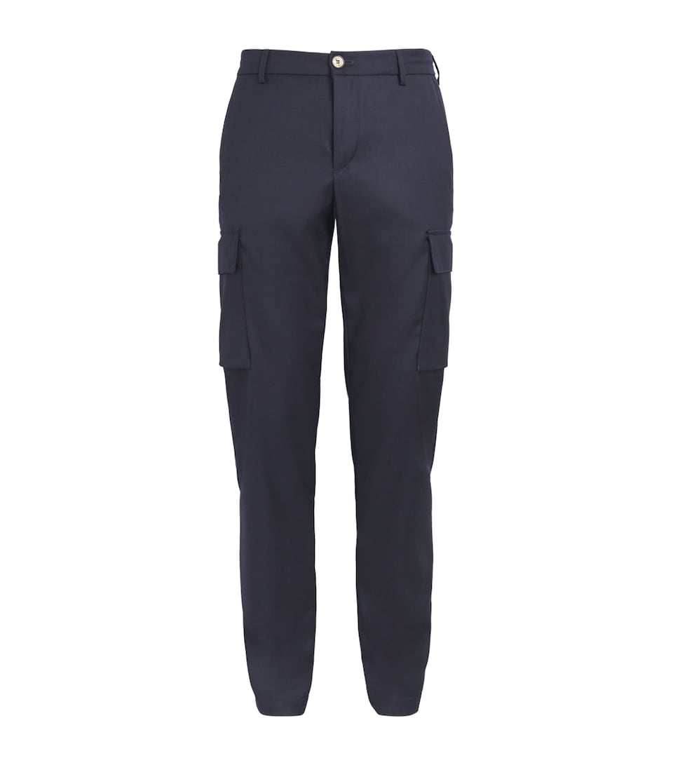 Paul & Shark Mens Virgin Wool Cargo Trousers Blue