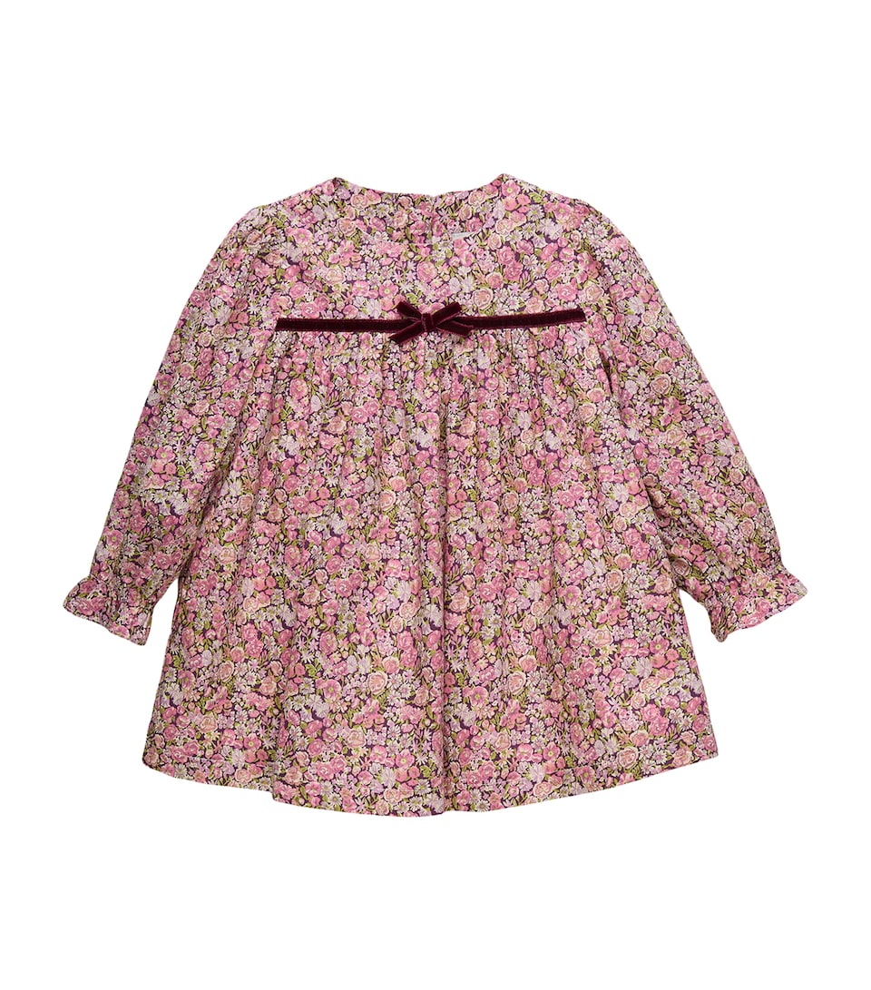 Trotters Cotton Liberty Print Ruffle Dress (6-24 Months) Plum