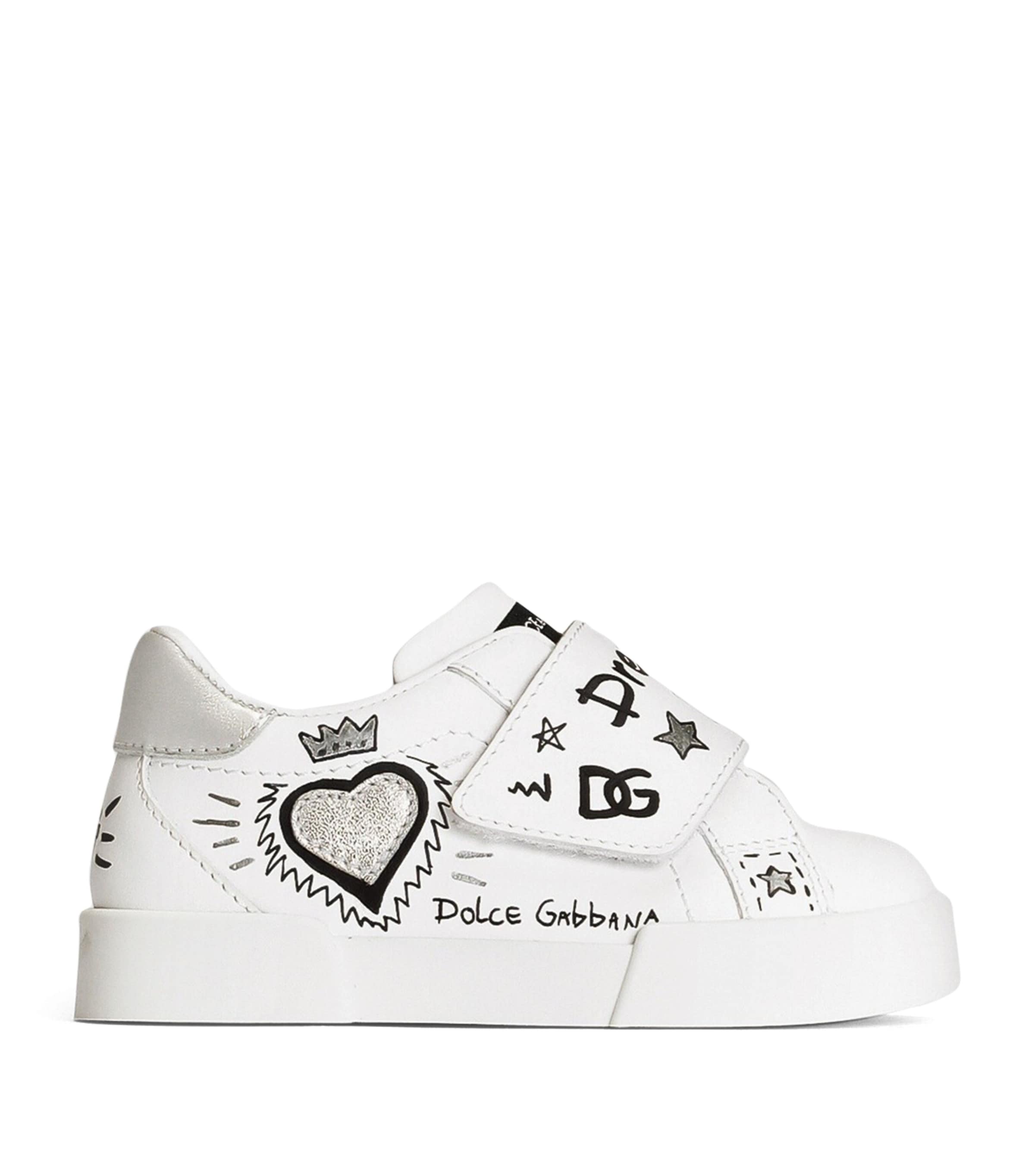 Dolce&Gabbana Kids Leather Low-Top Sneakers Scritte Fdo.bi