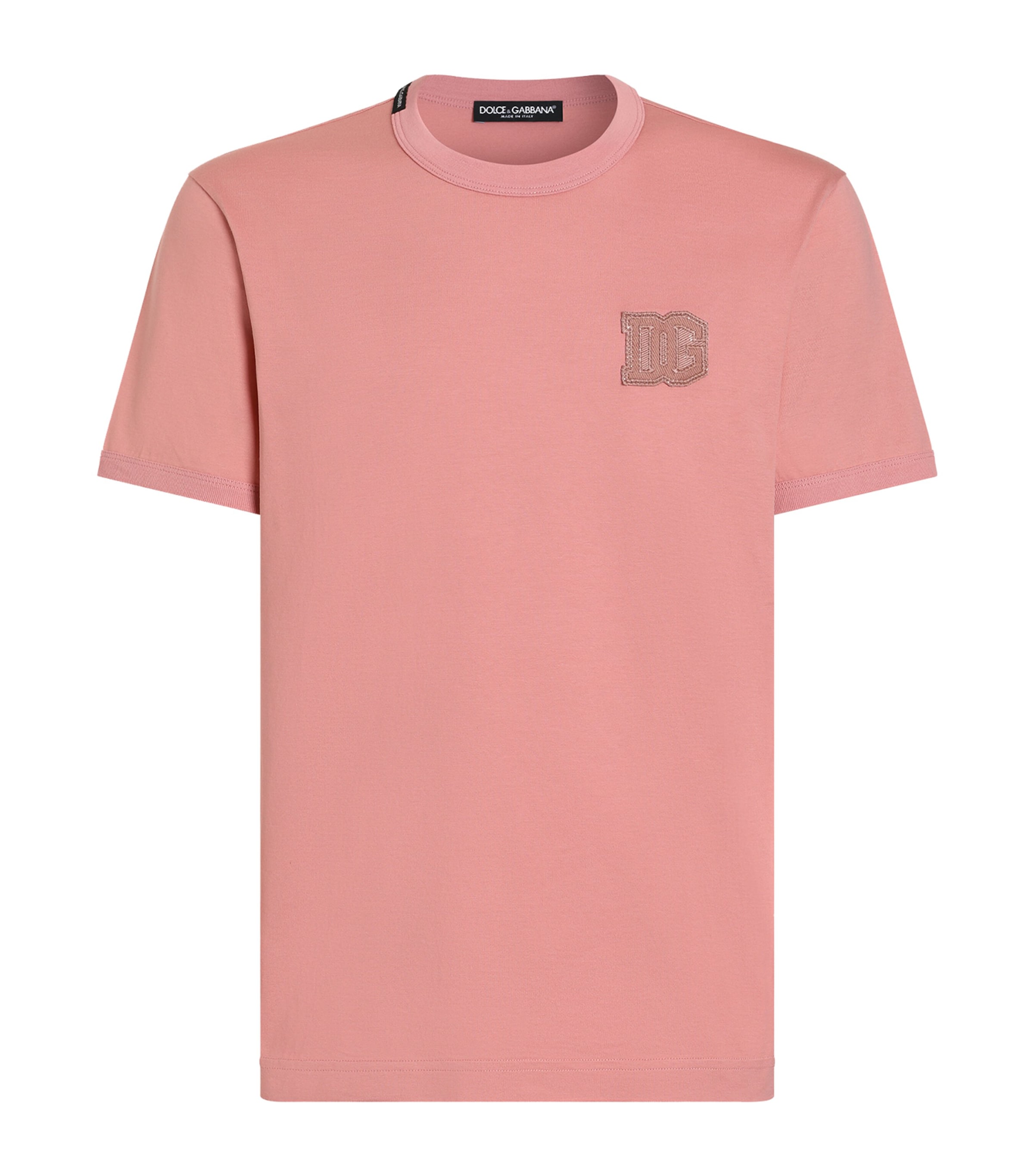 Dolce&Gabbana Mens Cotton Logo-Patch T-Shirt Dark Powder Pi