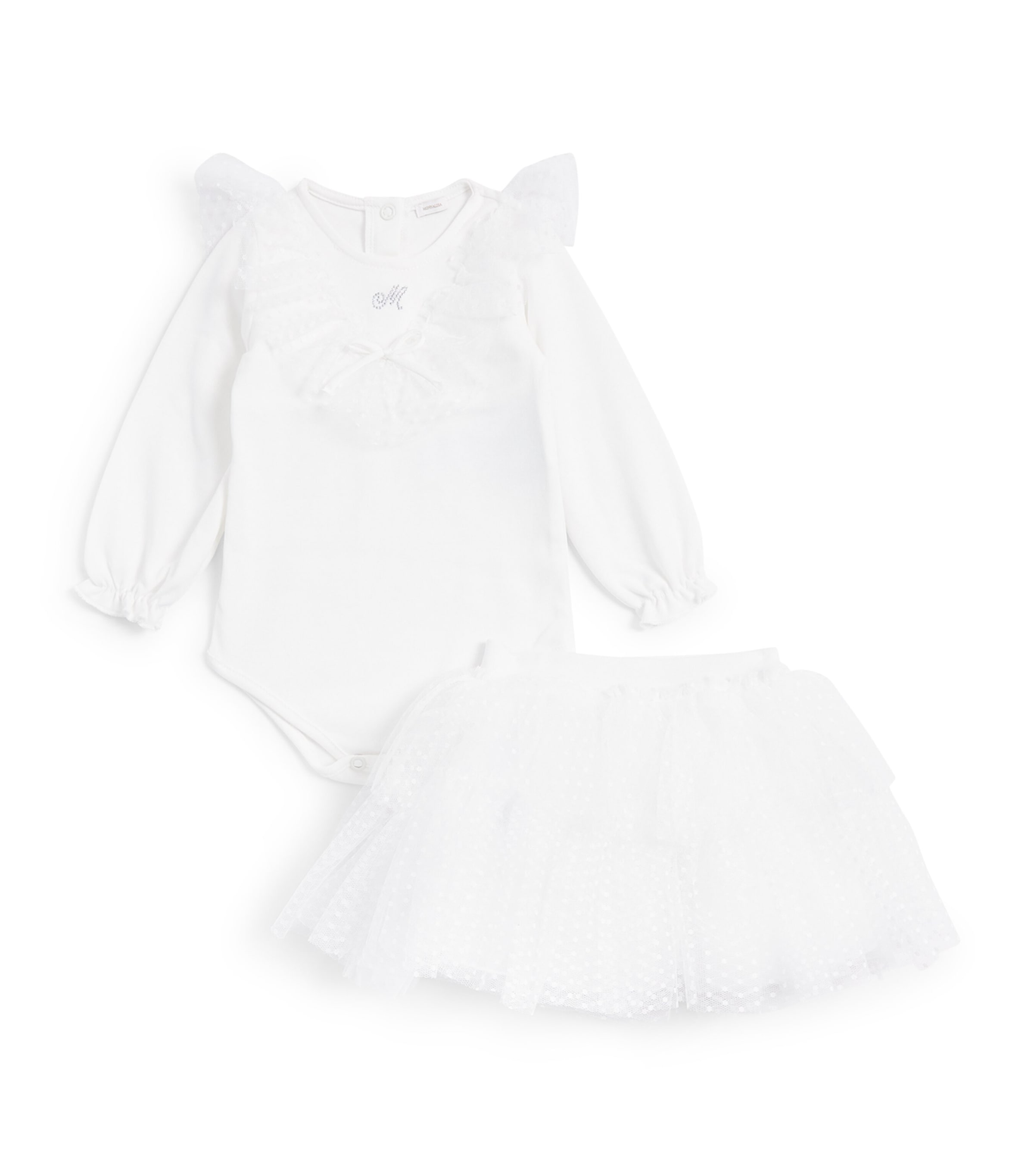 Monnalisa Cotton All-In-One and Hat Set (3-6 Months) Panna