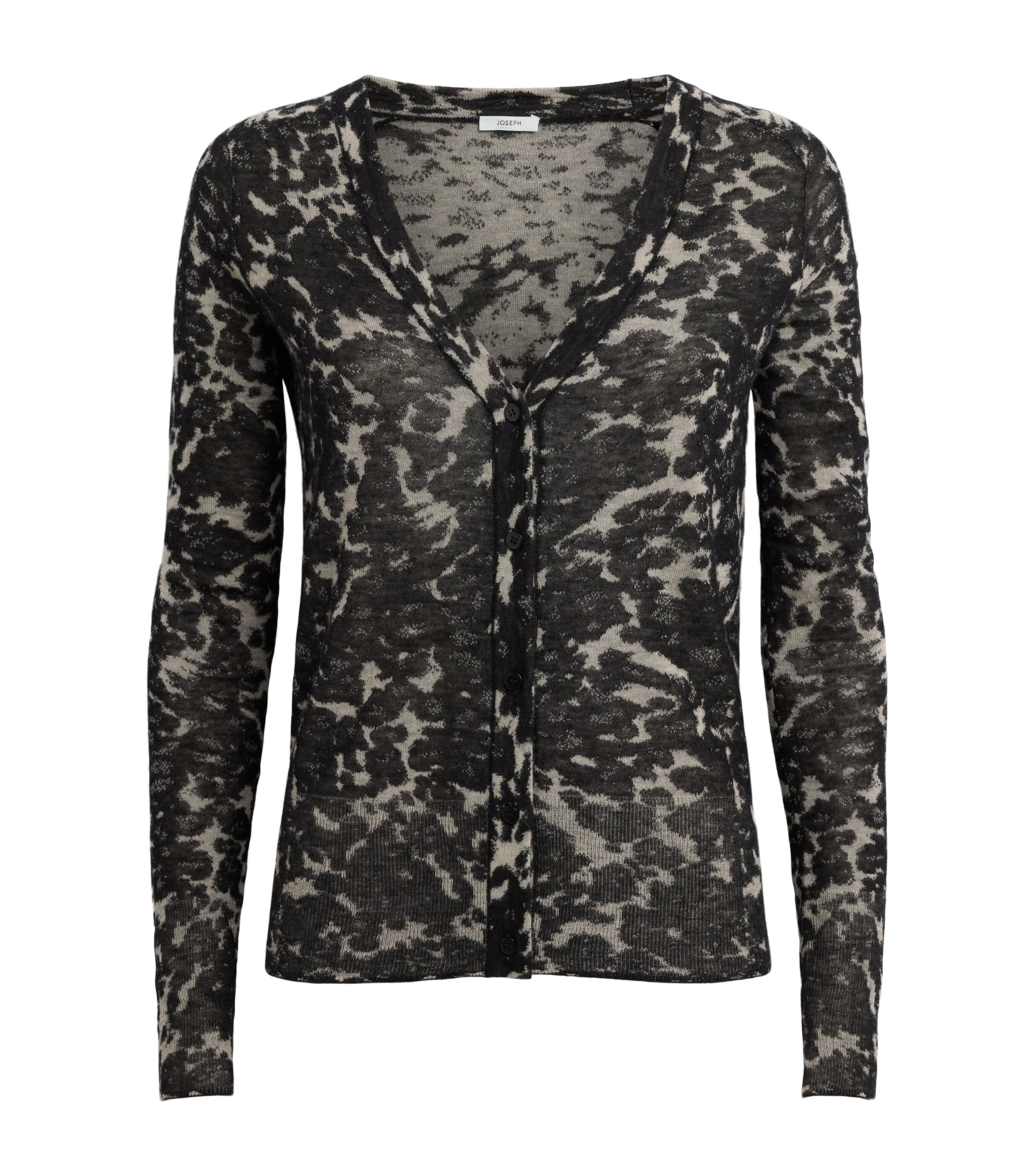 Joseph Womens Cashmere Jacquard Cashair Aisha Cardigan Black/powder