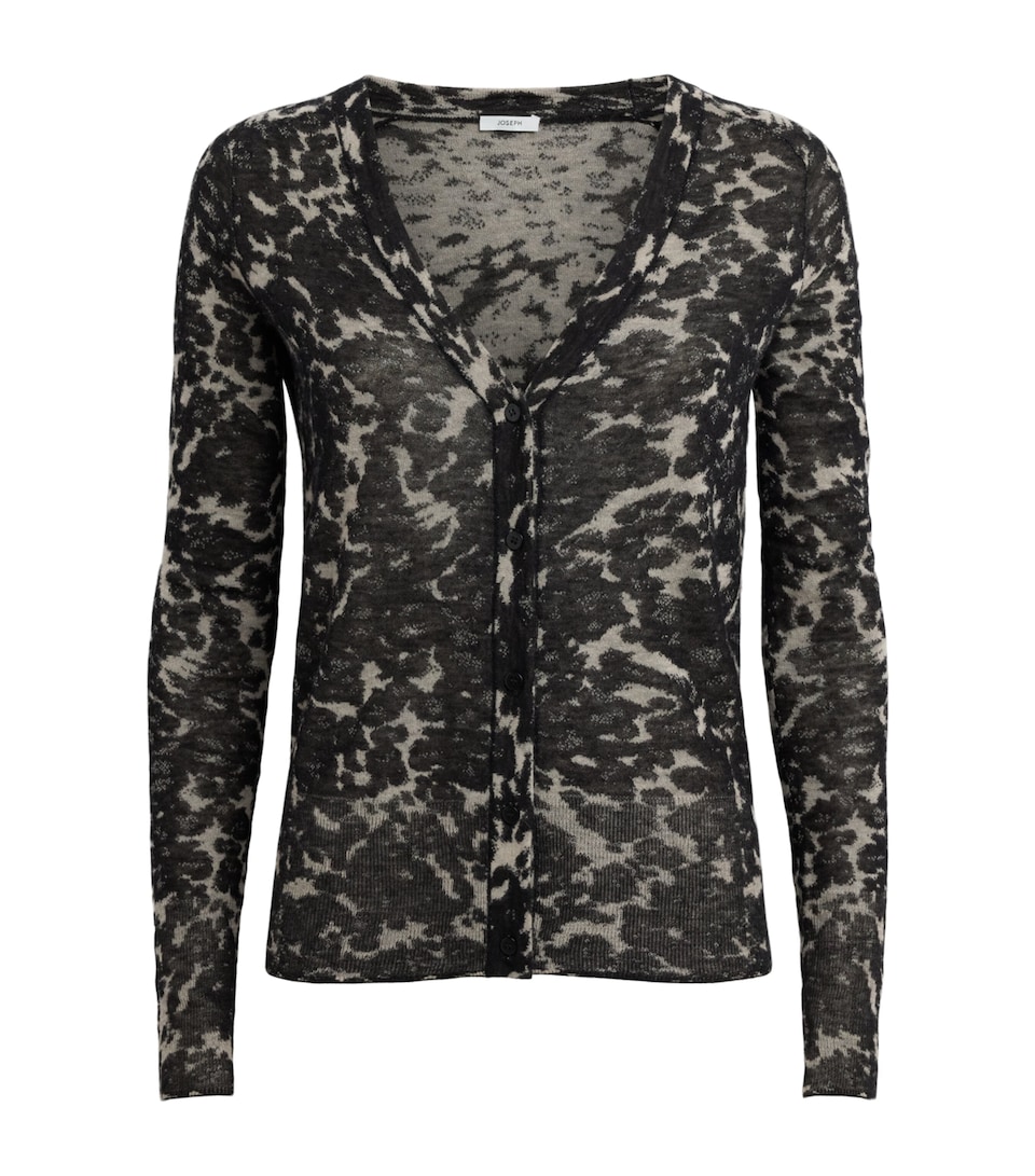 Joseph Womens Cashmere Jacquard Cashair Aisha Cardigan Black/powder