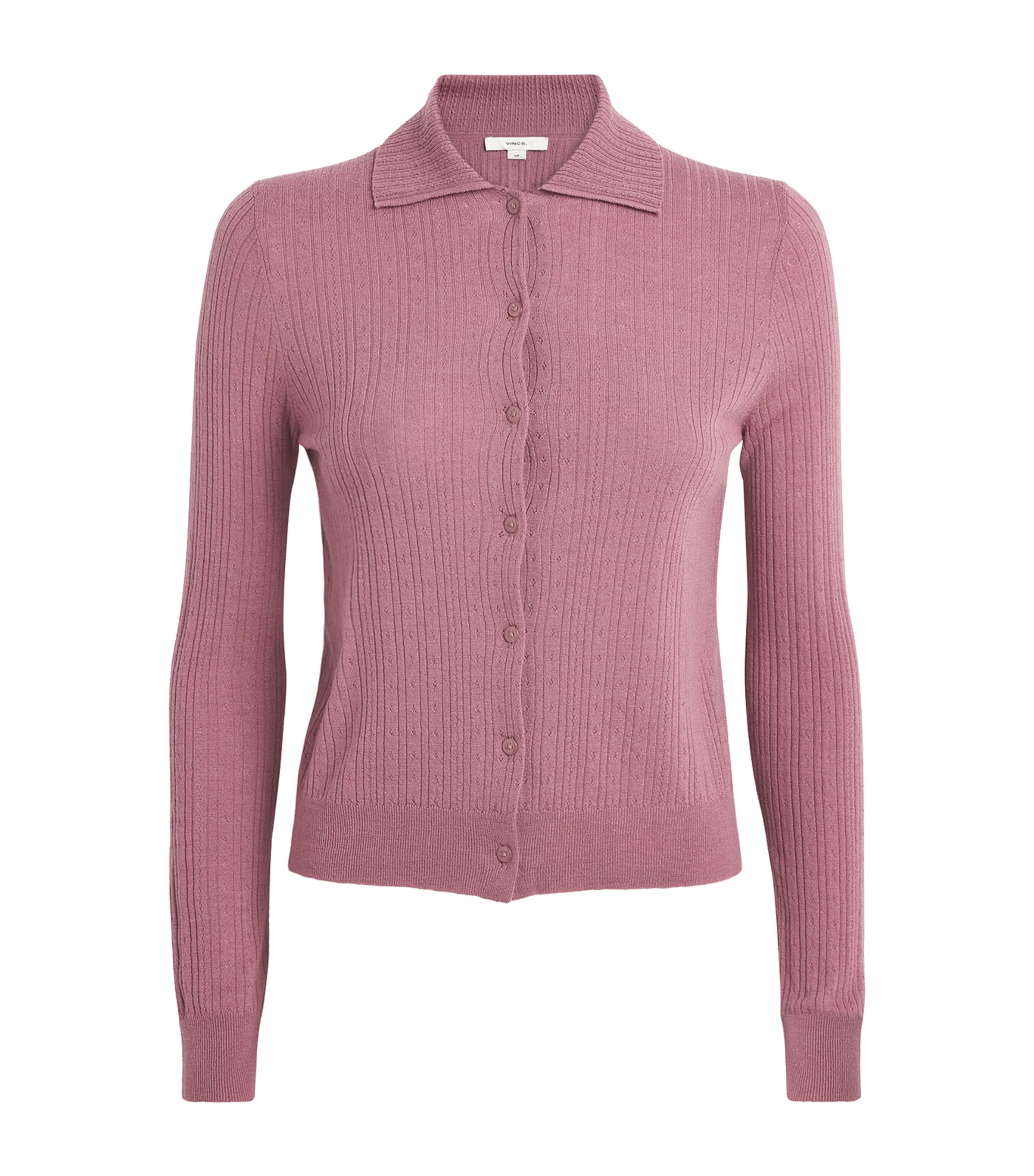 Vince Womens Wool Pointelle Cardigan Dusty Peony