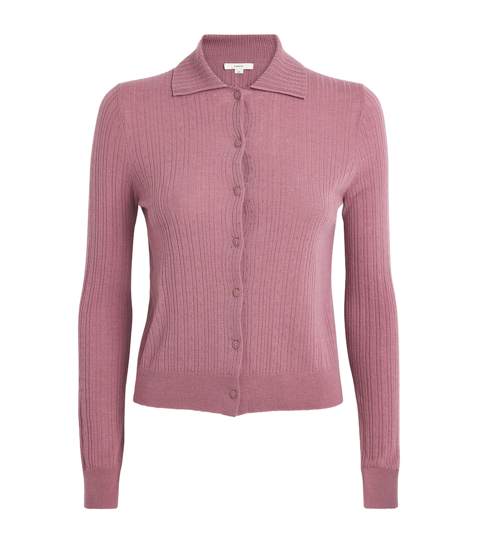 Vince Womens Wool Pointelle Cardigan Dusty Peony
