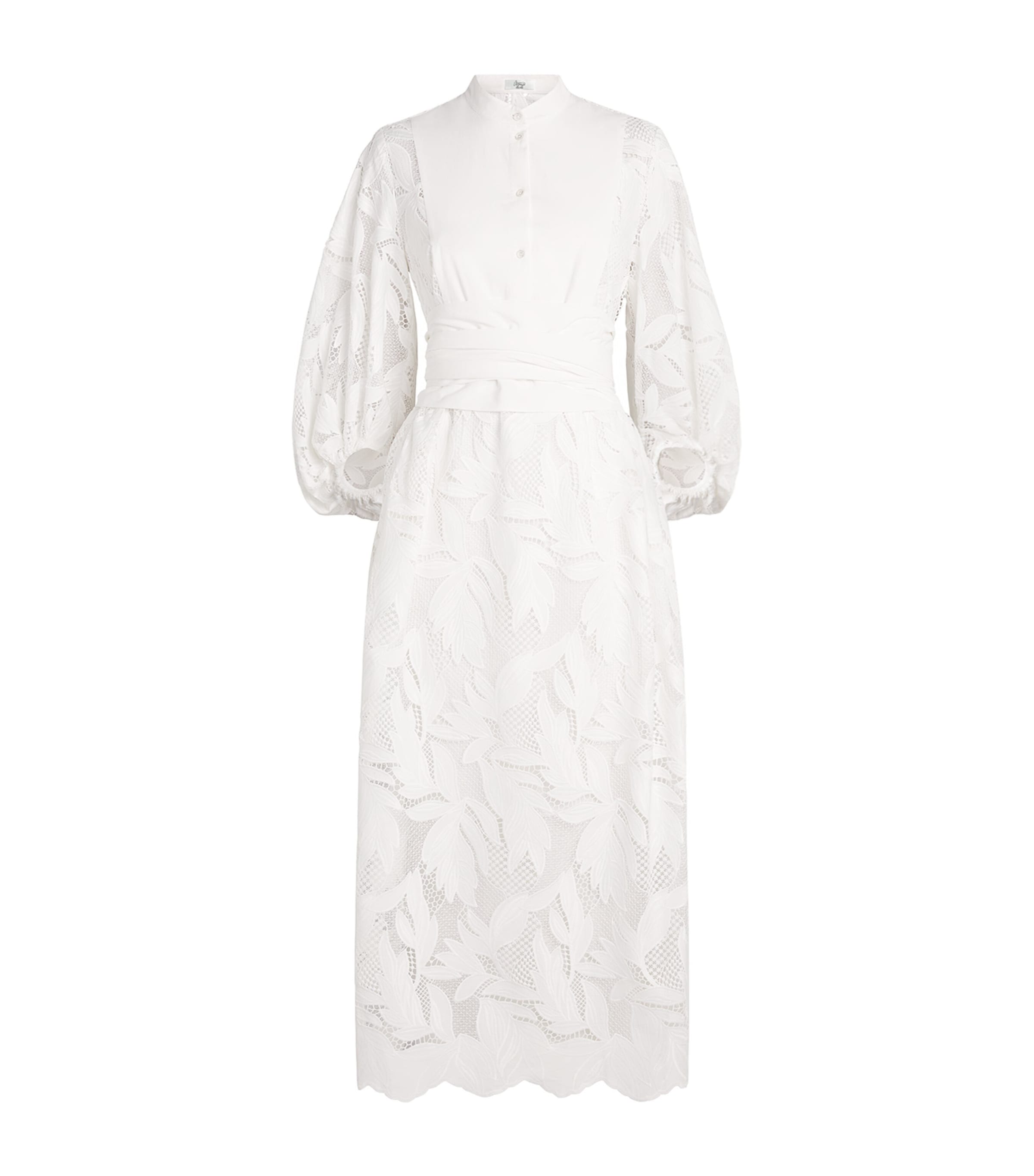 Erdem Womens Crochet Cutwork Midi Shirt Dress Ivory