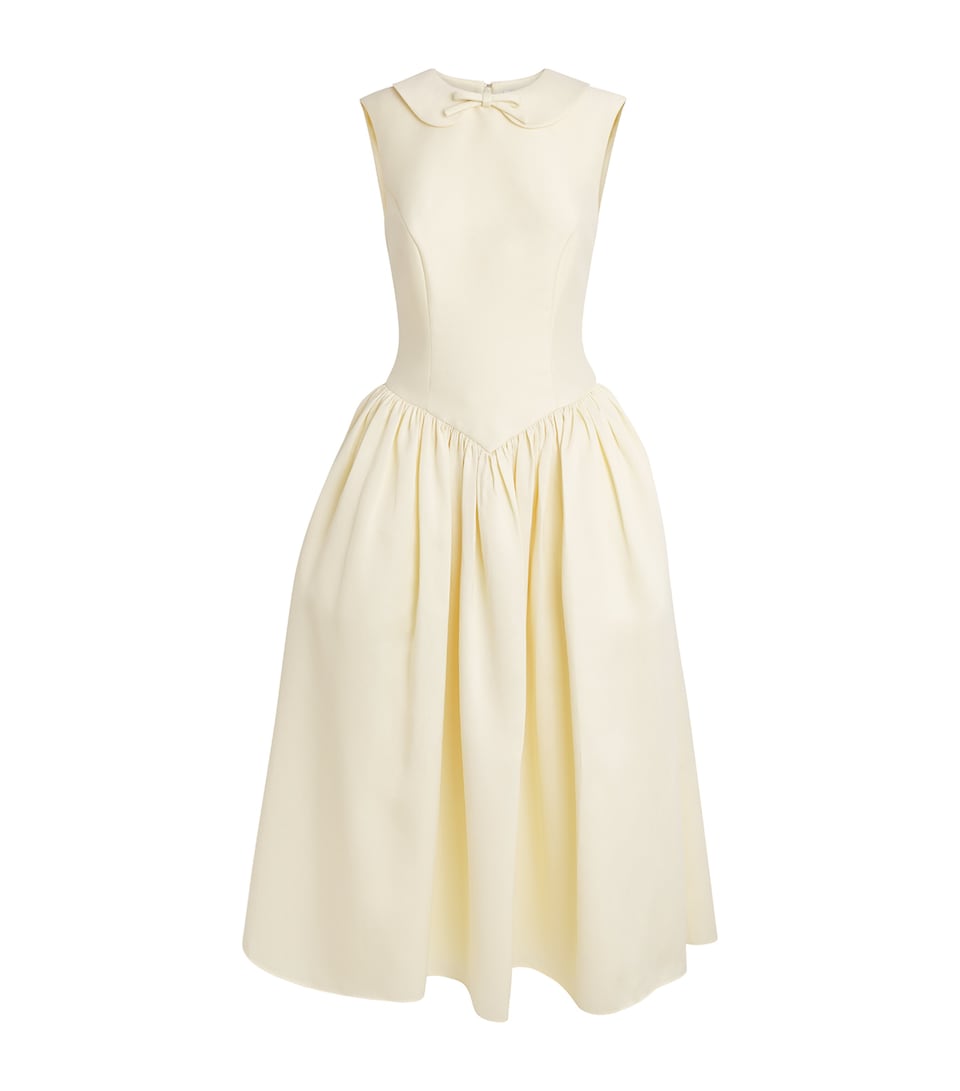 Self-Portrait Womens Taffeta Collared Midi Dress Yellow