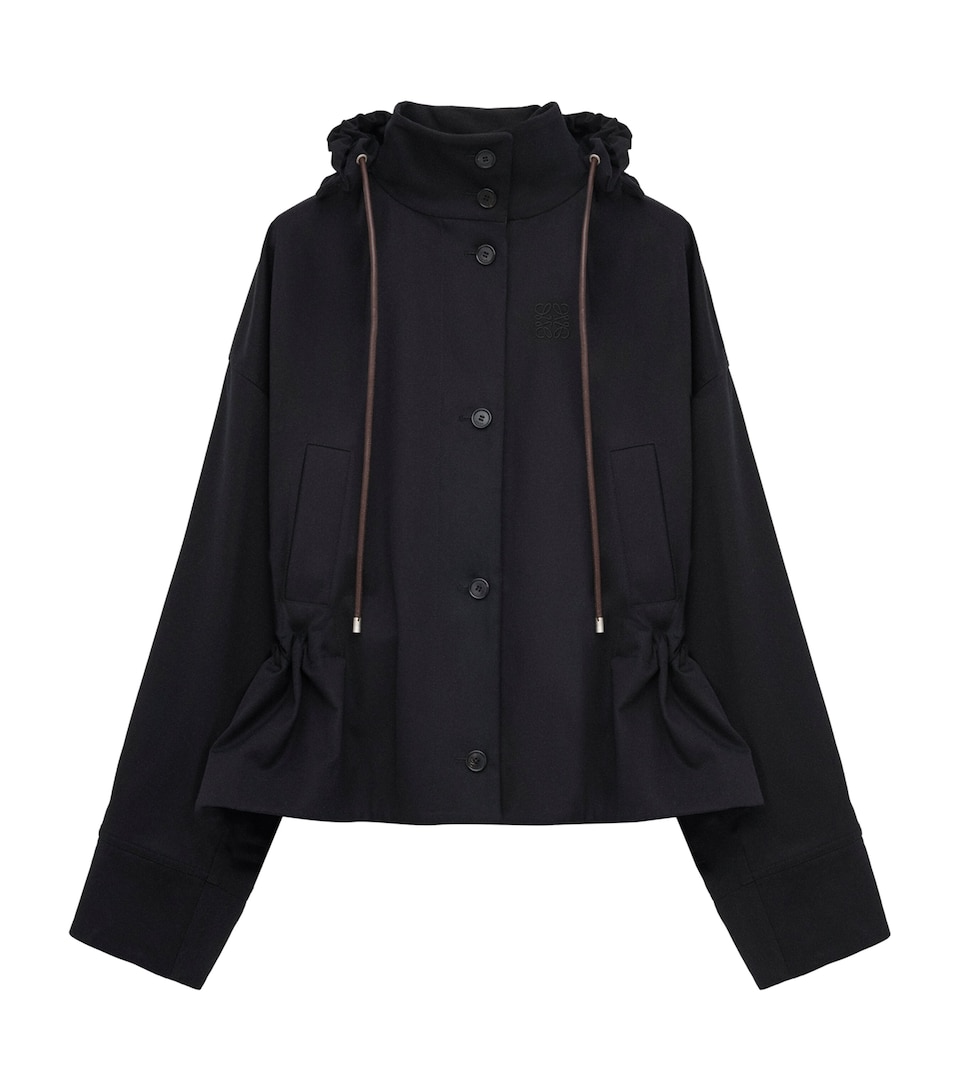 Peplum-Hem Hooded Parka