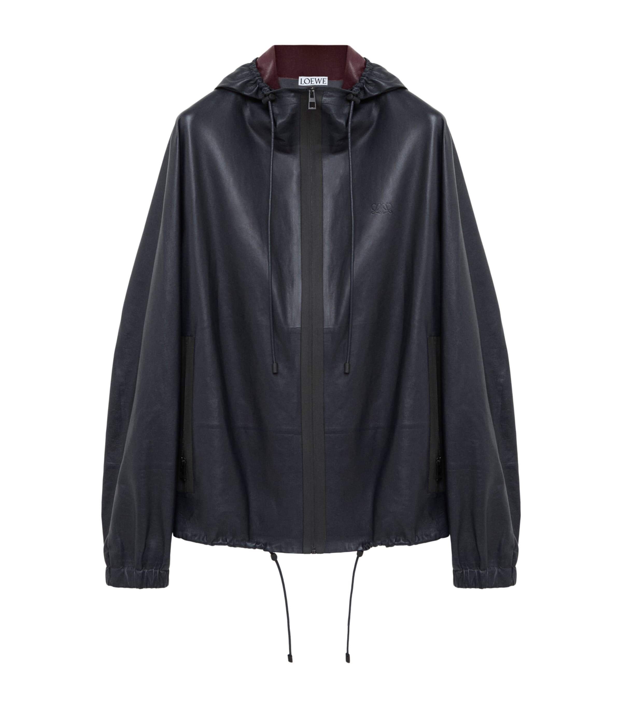 LOEWE Mens Lambskin Hooded Jacket Navy Blue