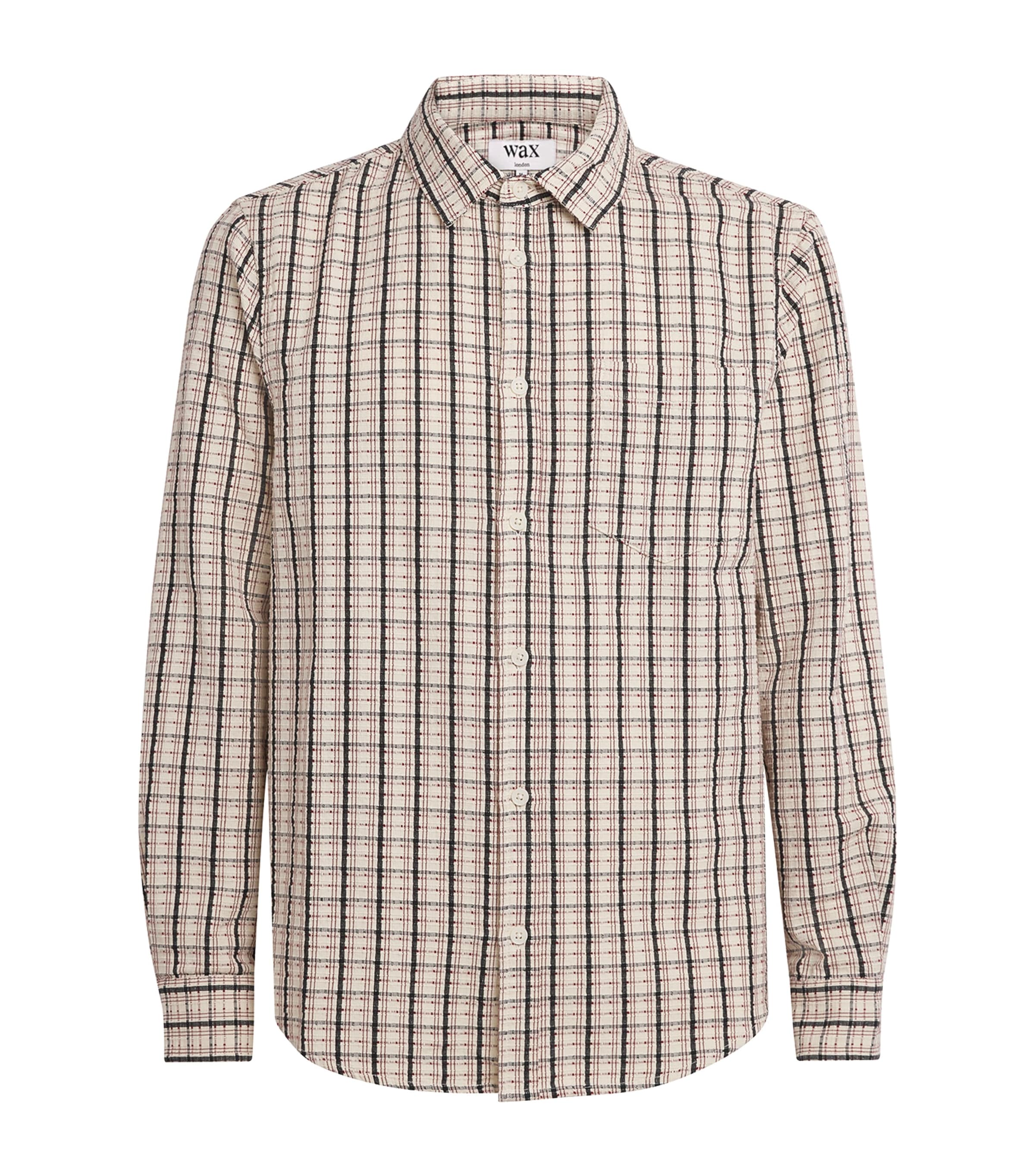 Wax London Mens Cotton Check Shelly Shirt Ecru / Red