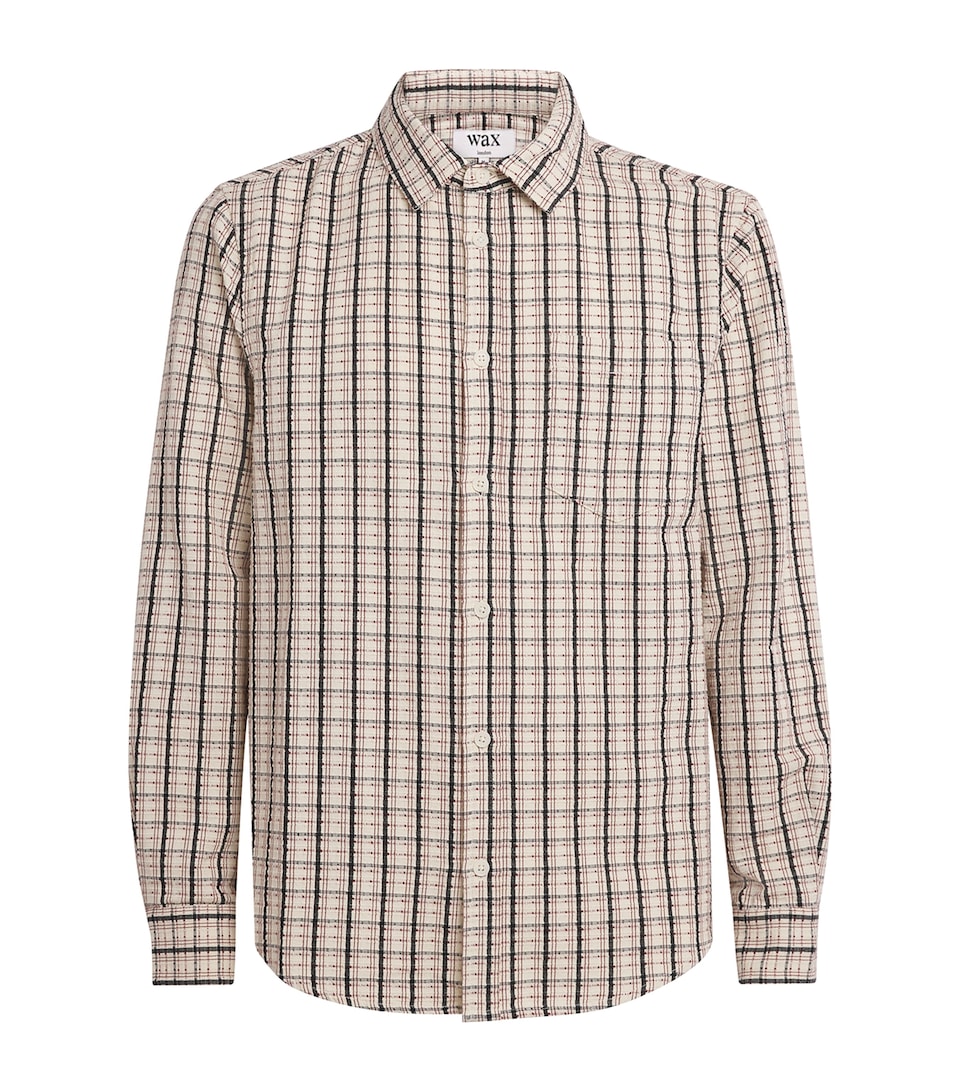 Wax London Mens Cotton Check Shelly Shirt Ecru / Red