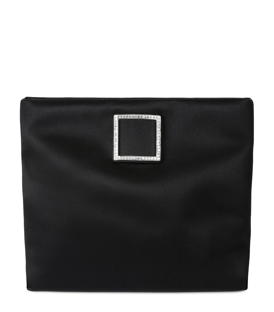 Roger Vivier Satin Trompette Pouch Black