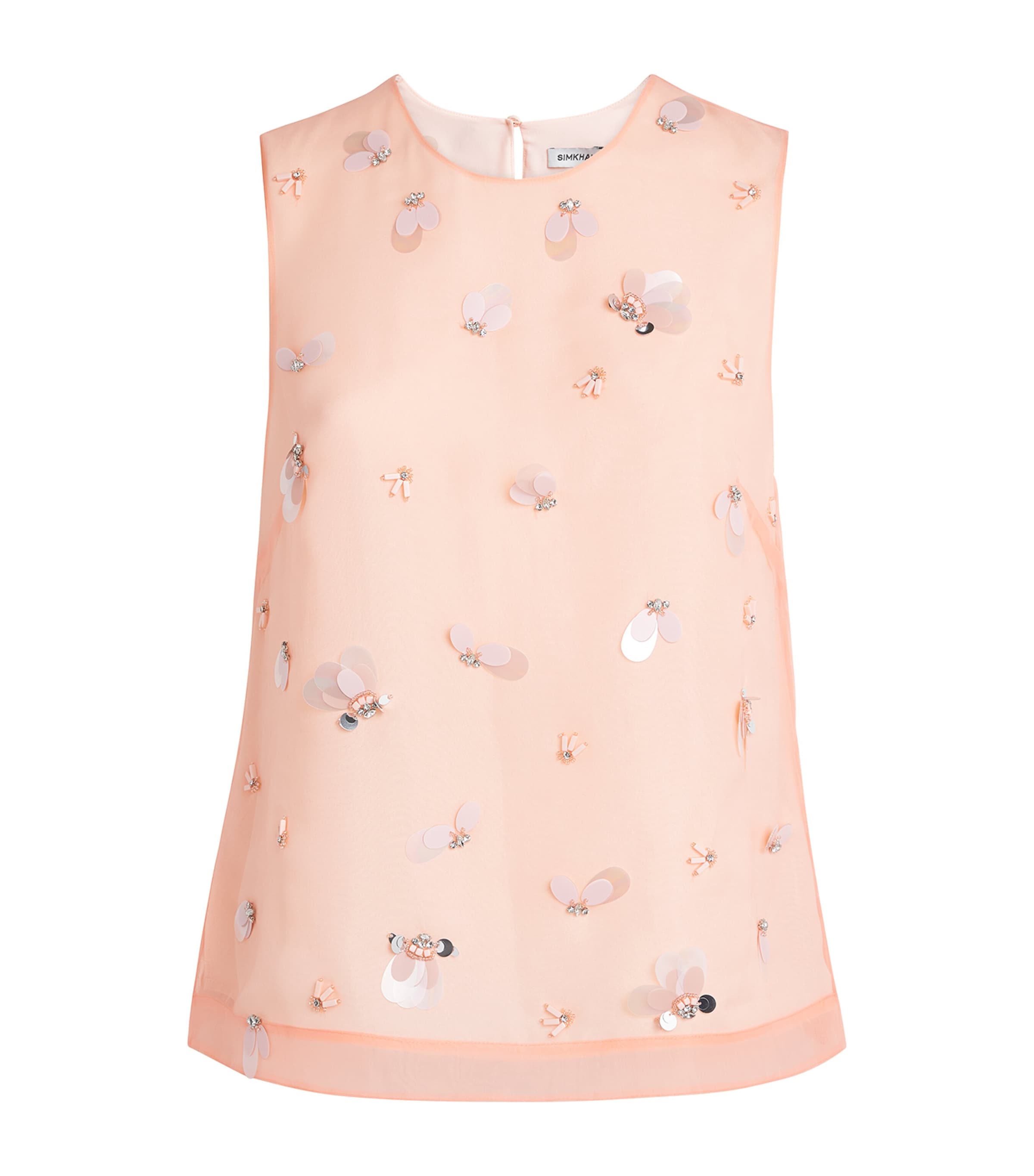 Simkhai Womens Embellished Organza Celia Top Bubblegum