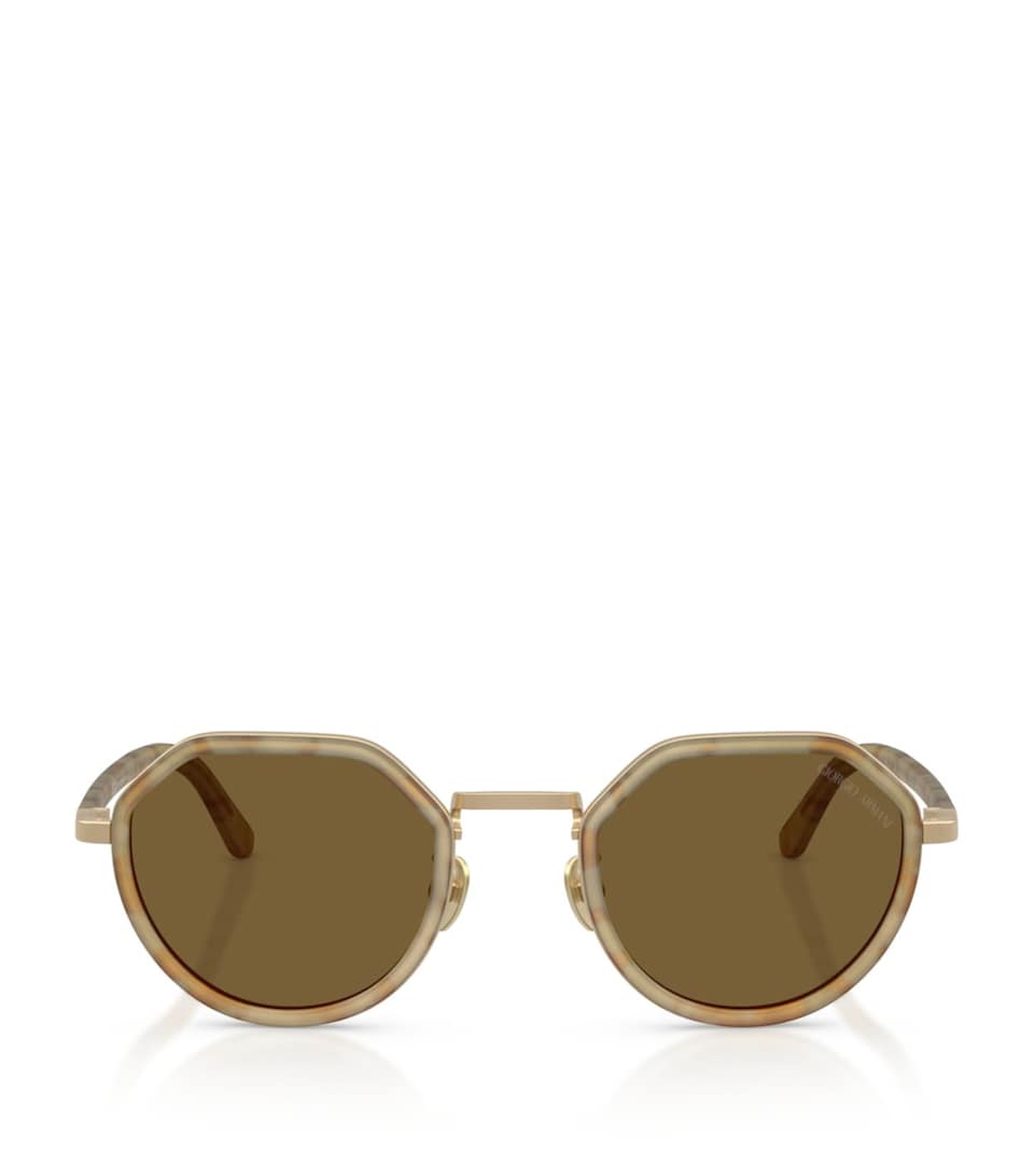 Giorgio Armani Metal Round Sunglasses Brown