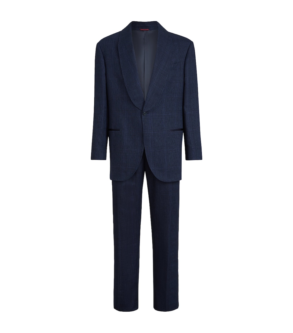 Cotton-Linen Prince of Wales Check Tuxedo