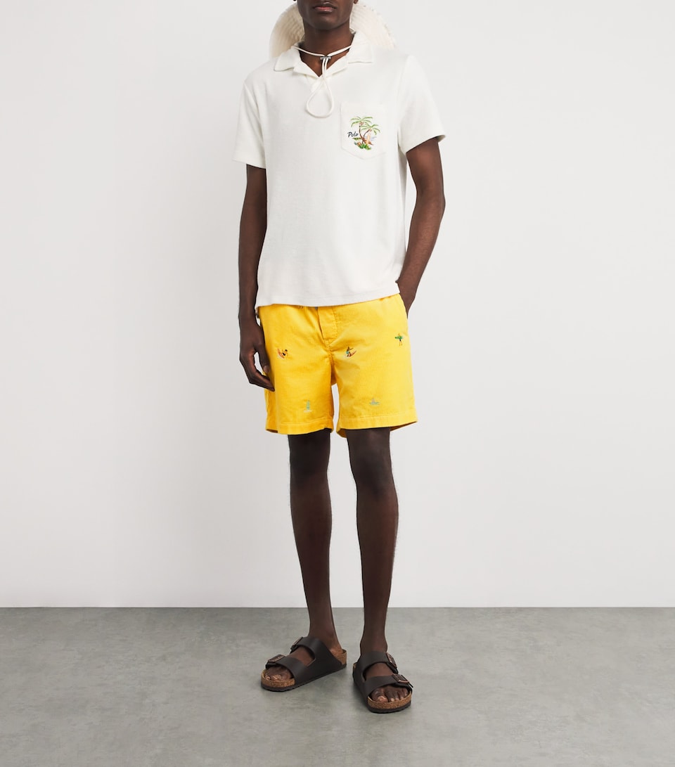Cotton Corduroy Embroidered Prepster Shorts