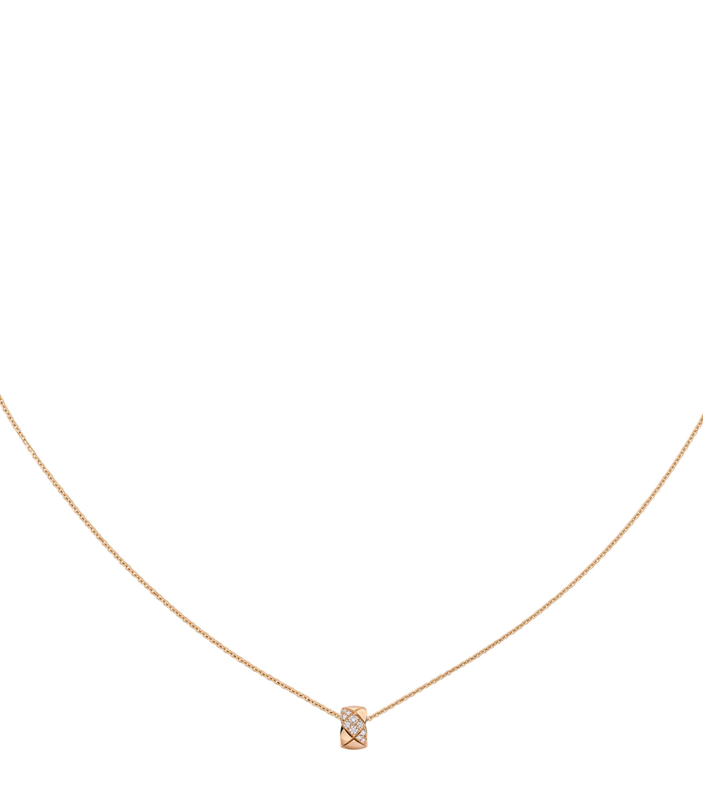 Beige Gold and Diamond Coco Crush Necklace
