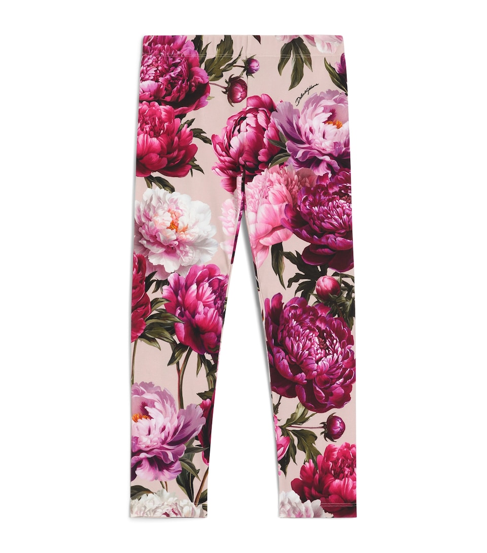 Dolce&Gabbana Kids Stretch-Cotton Peony Print Leggings (8-12+ Years) Peonie F.ros