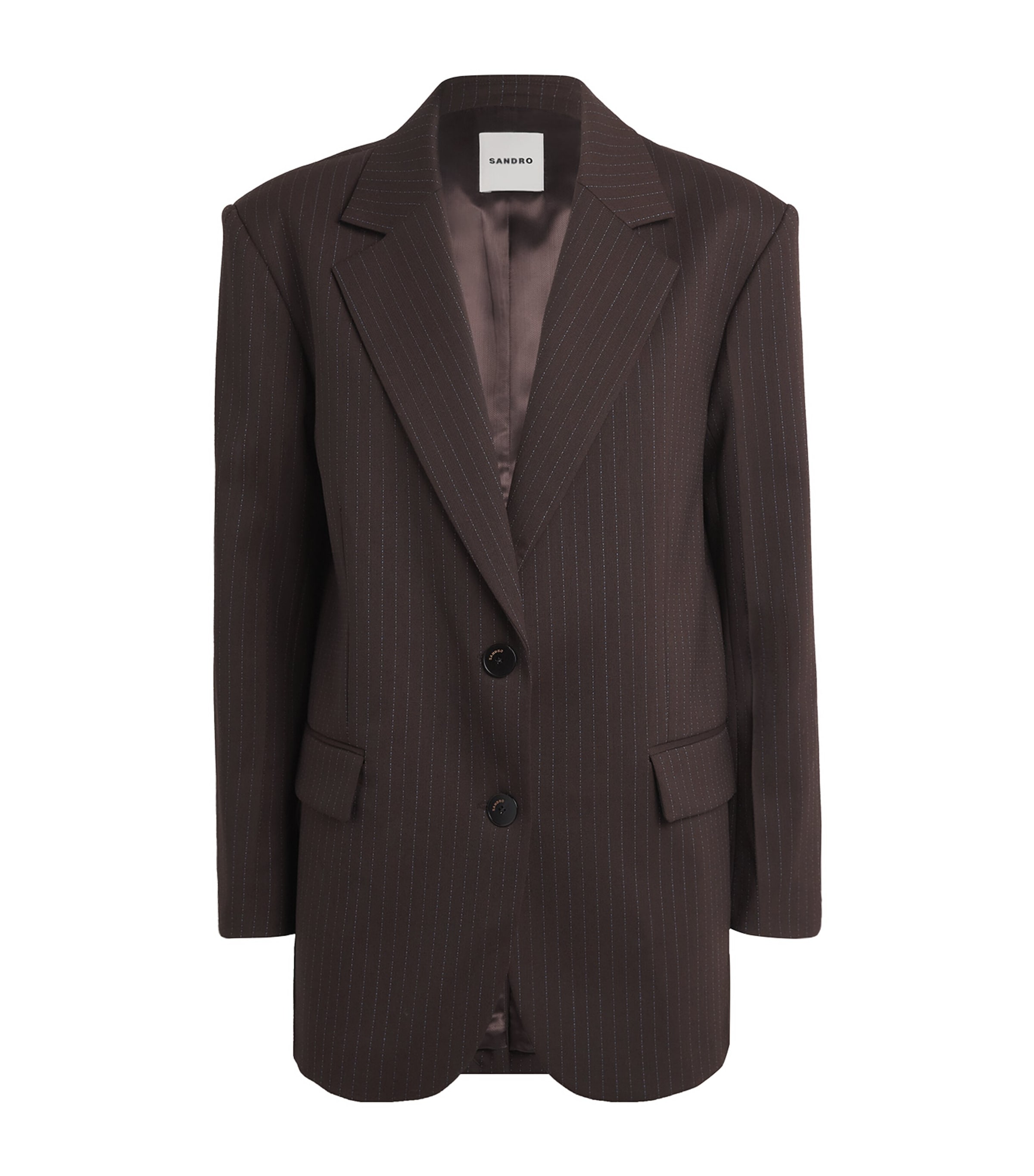 Sandro Paris Womens Striped Single-Breasted Blazer Marron / Bleu