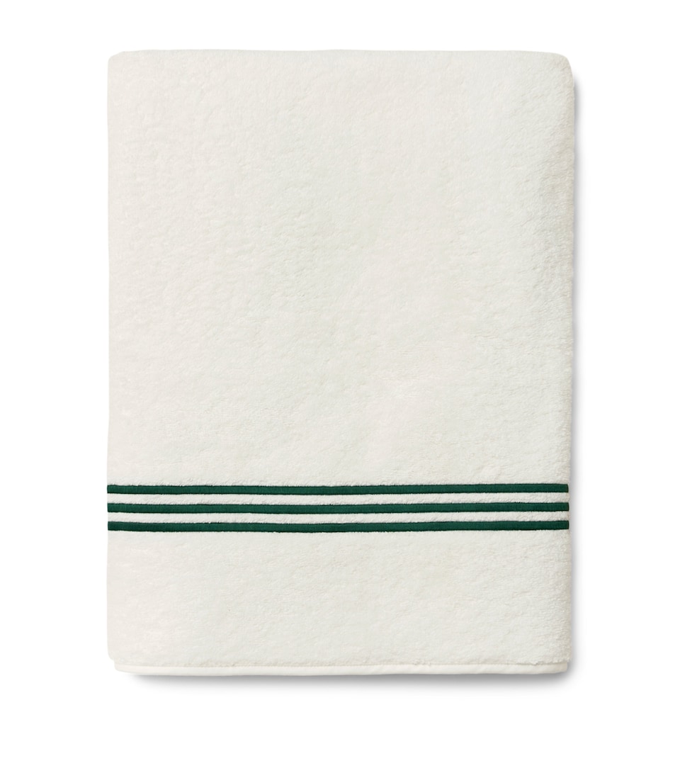 Pratesi Tre Righe Bath Sheet (40cm x 70cm) Ivory/emerald