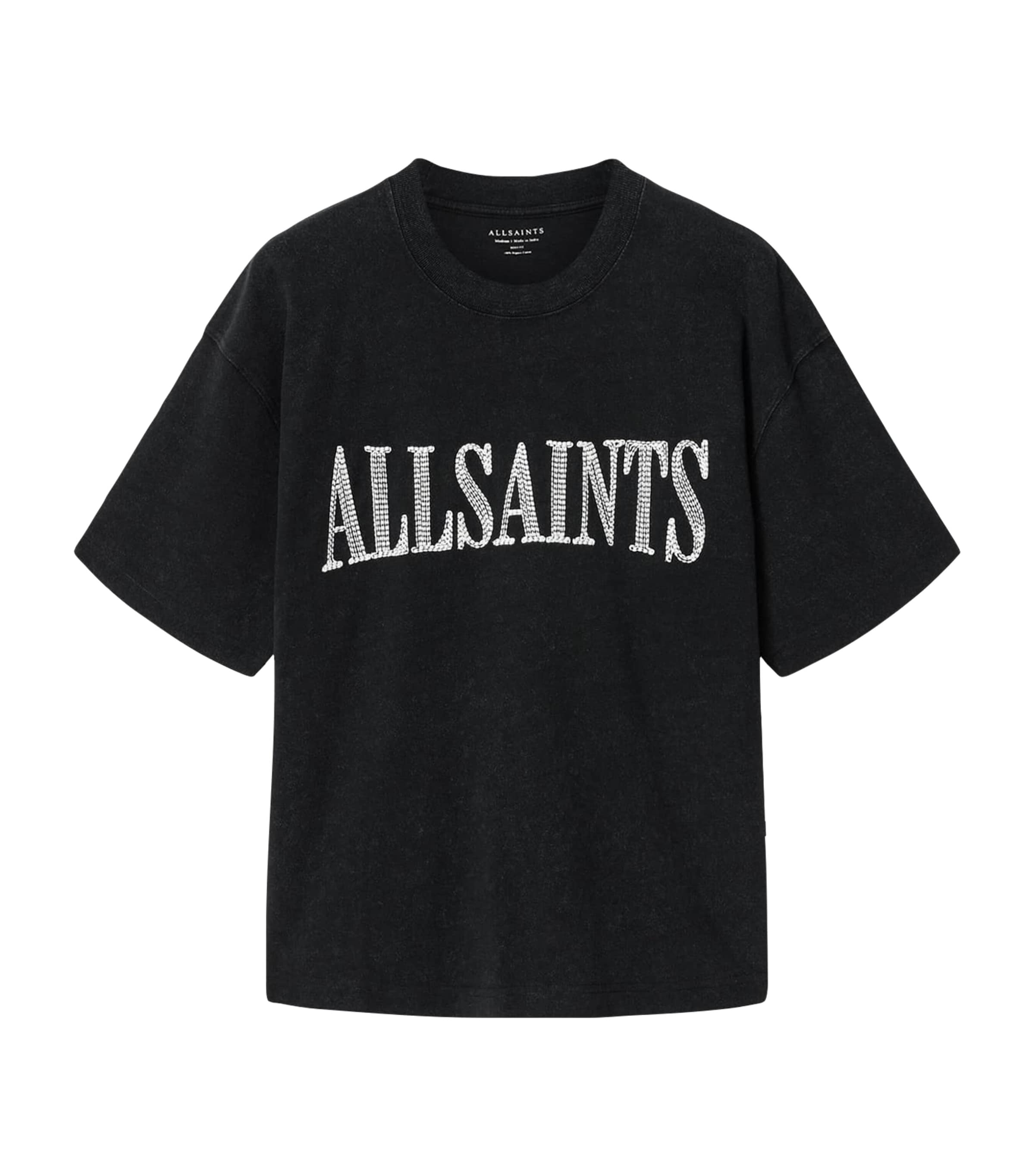 AllSaints Mens Organic Cotton Dash T-Shirt Washed Black
