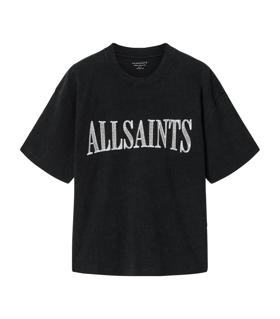AllSaints Mens Organic Cotton Dash T-Shirt Washed Black