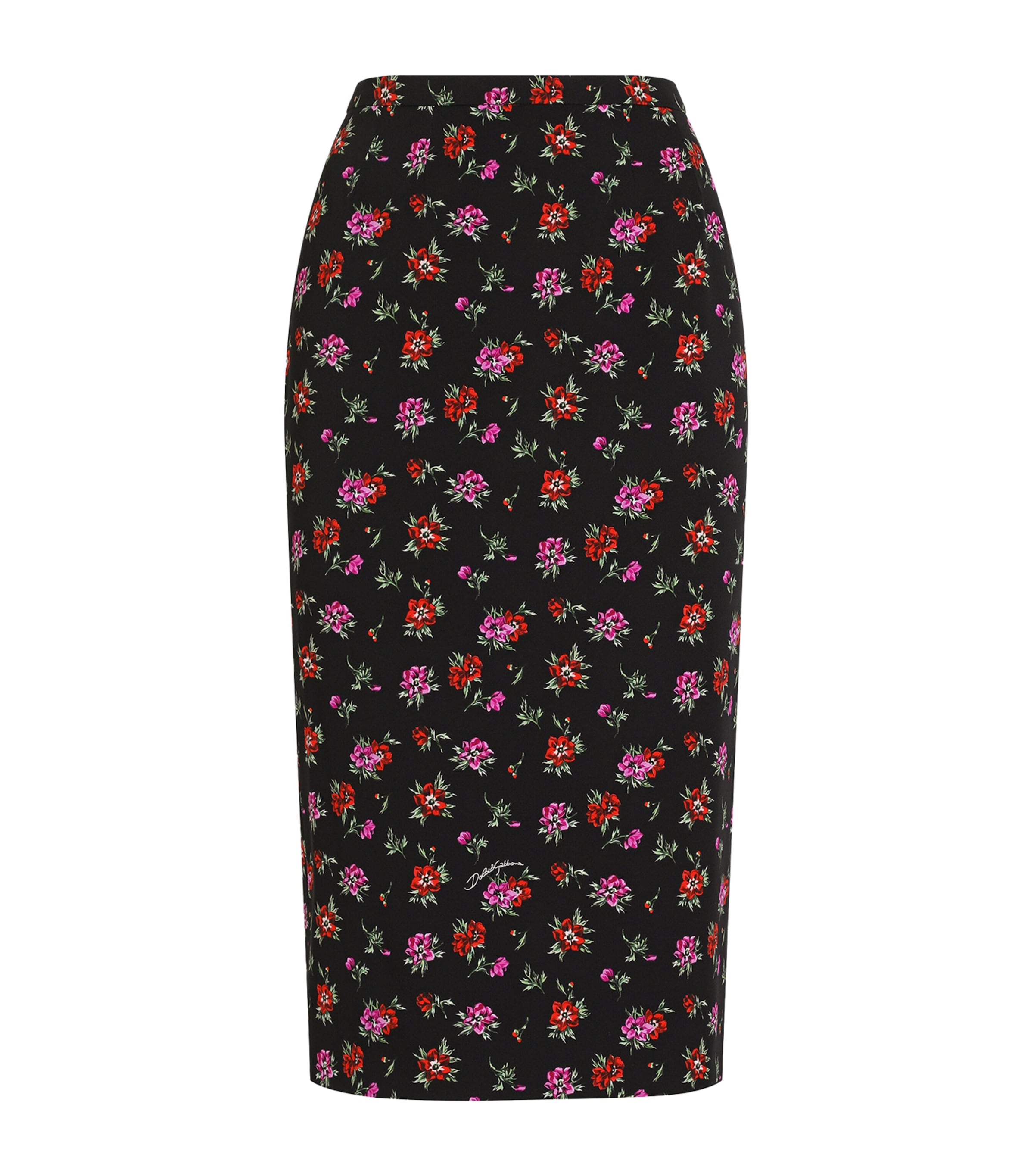 Stretch-Silk Floral Midi Skirt
