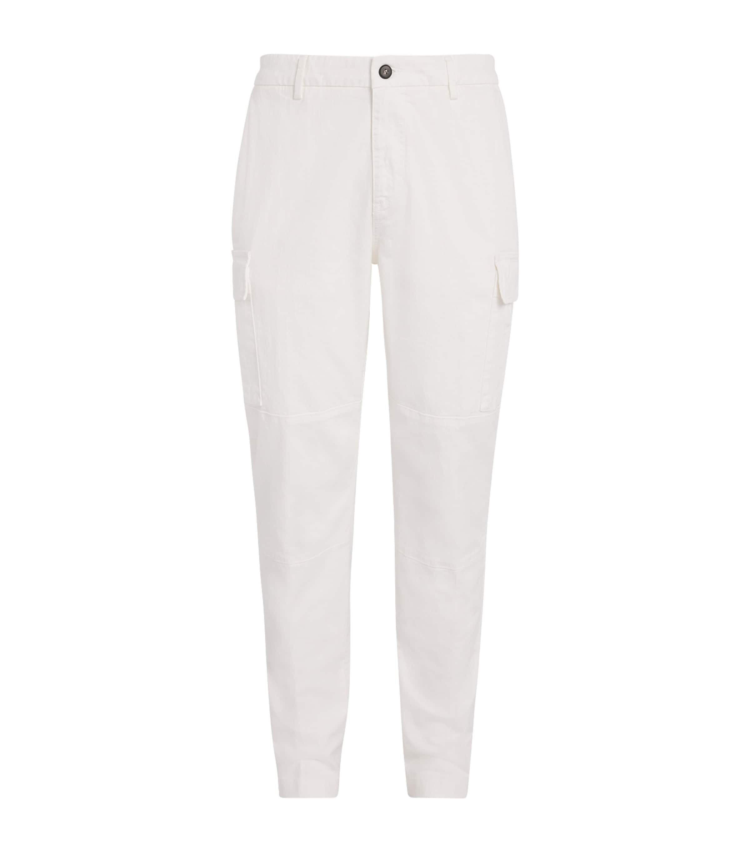 Eleventy Mens Stretch-Cotton Cargo Trousers Bianco