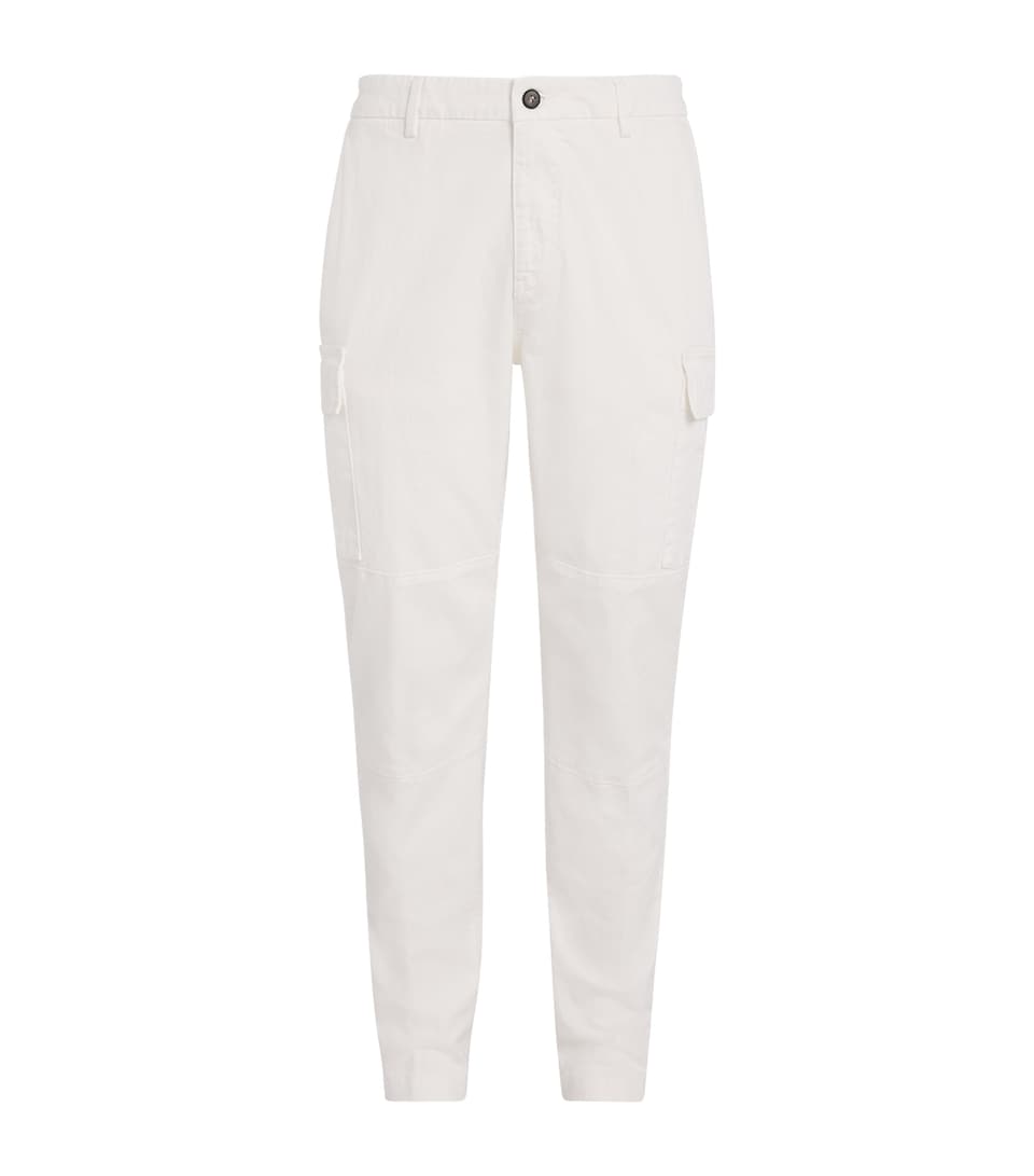 Eleventy Mens Stretch-Cotton Cargo Trousers Bianco