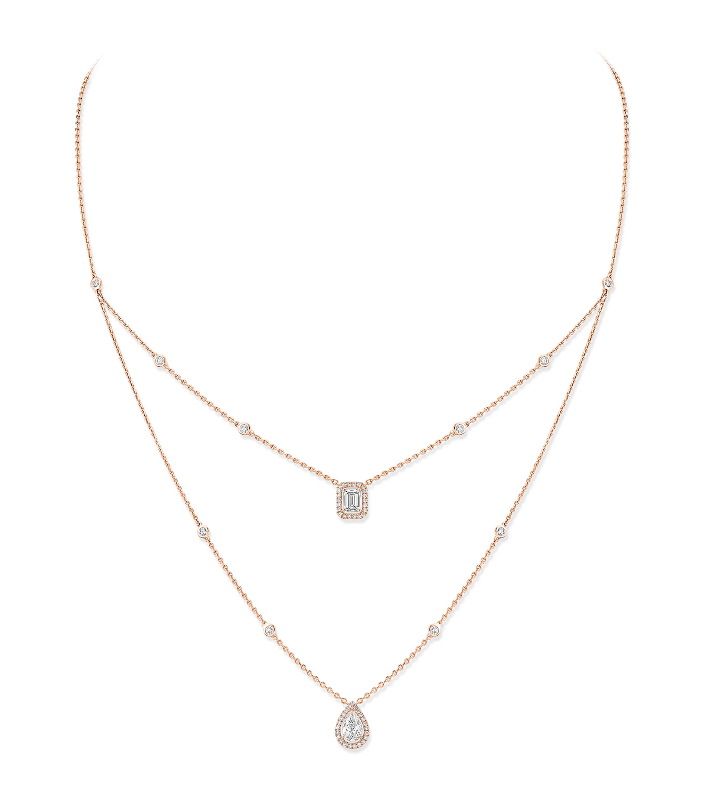 Messika My Twin Two-Row Pink Gold and White Diamond Necklace White Gold