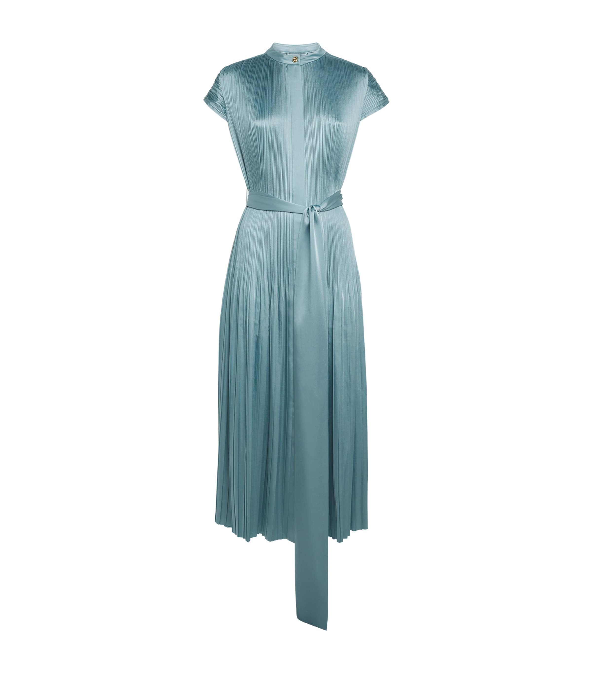 Satin Pleated Phare Maxi Dress