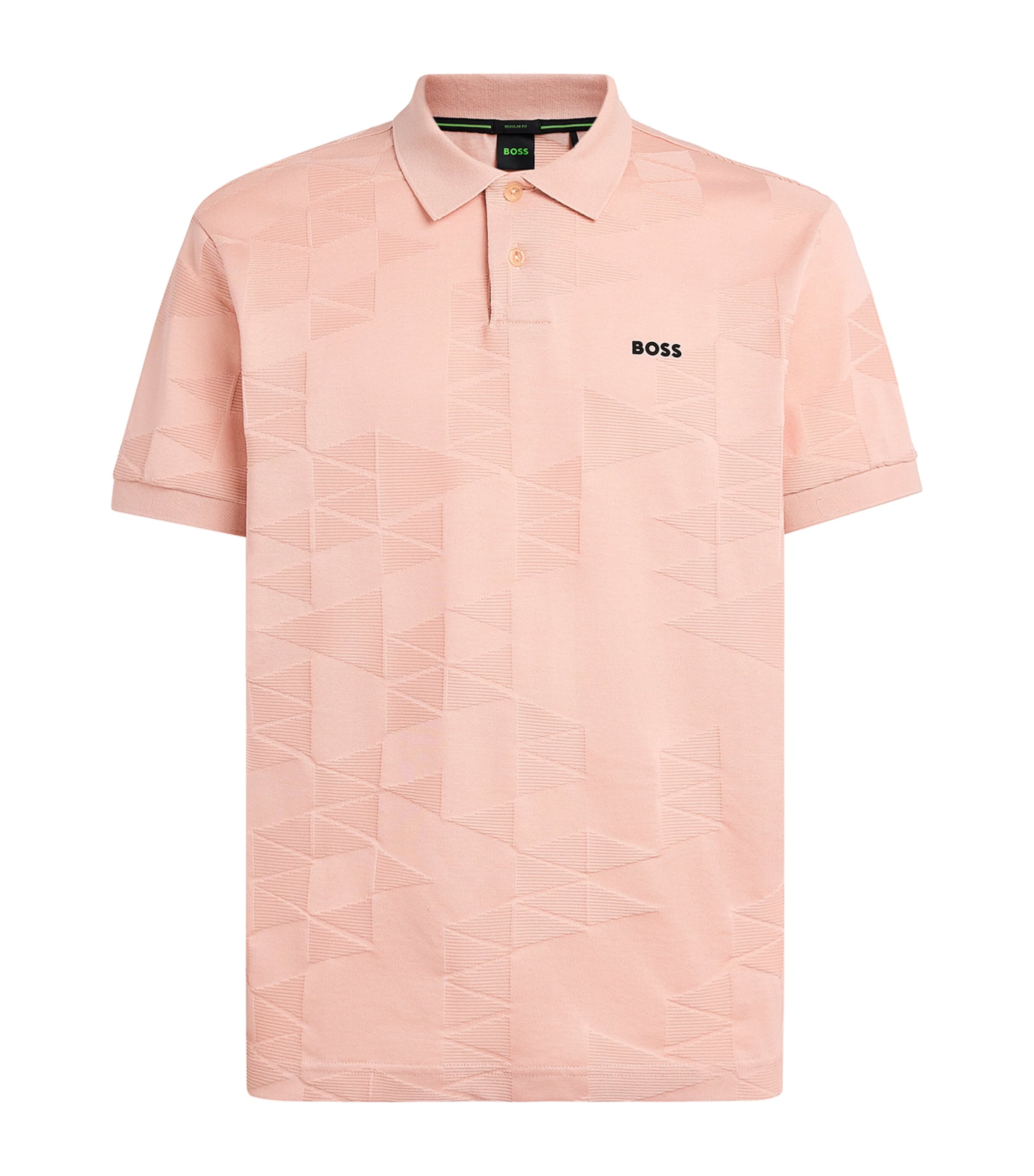 BOSS Mens Cotton Jacquard Network Polo Shirt Light Orang