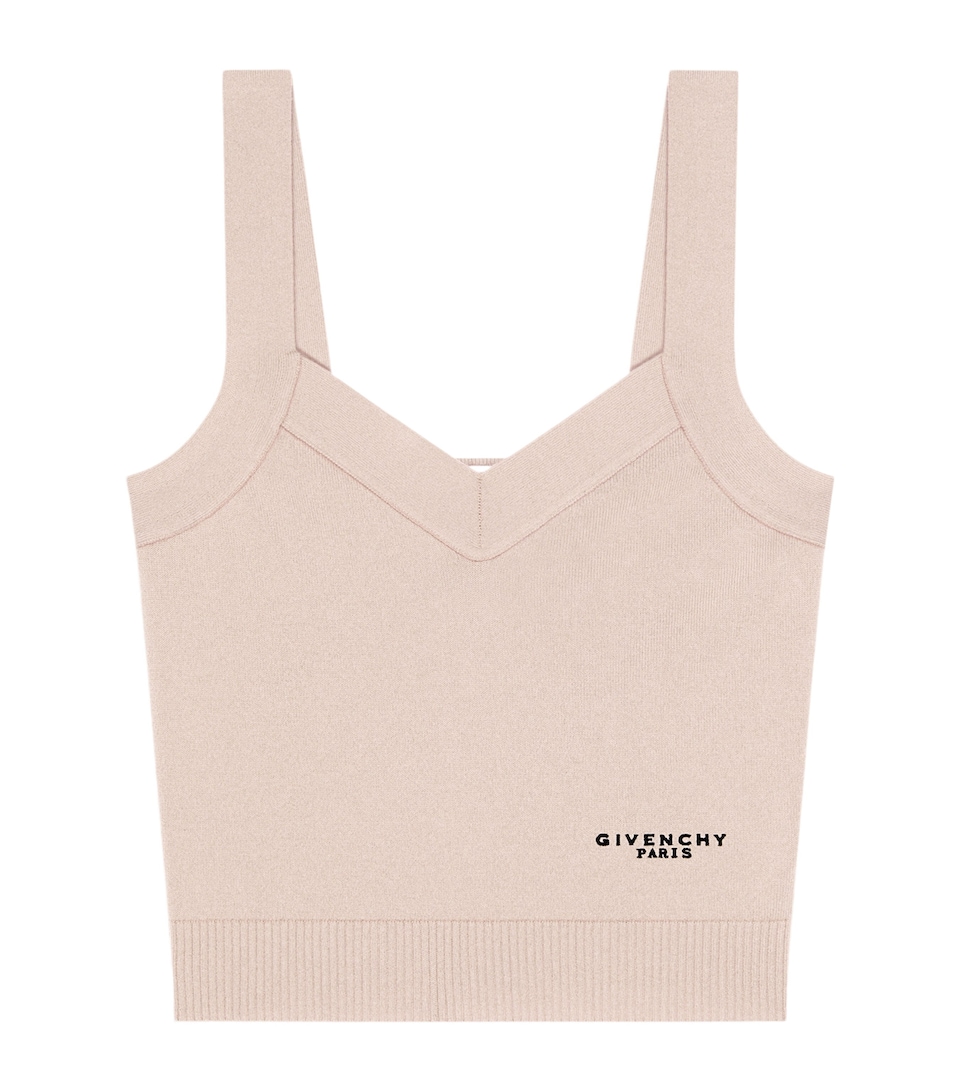 Givenchy Womens Wool-Cashmere Logo Tank Top Powder