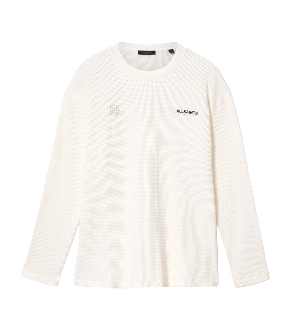 AllSaints Mens Organic Cotton Emblem T-Shirt Cottage White