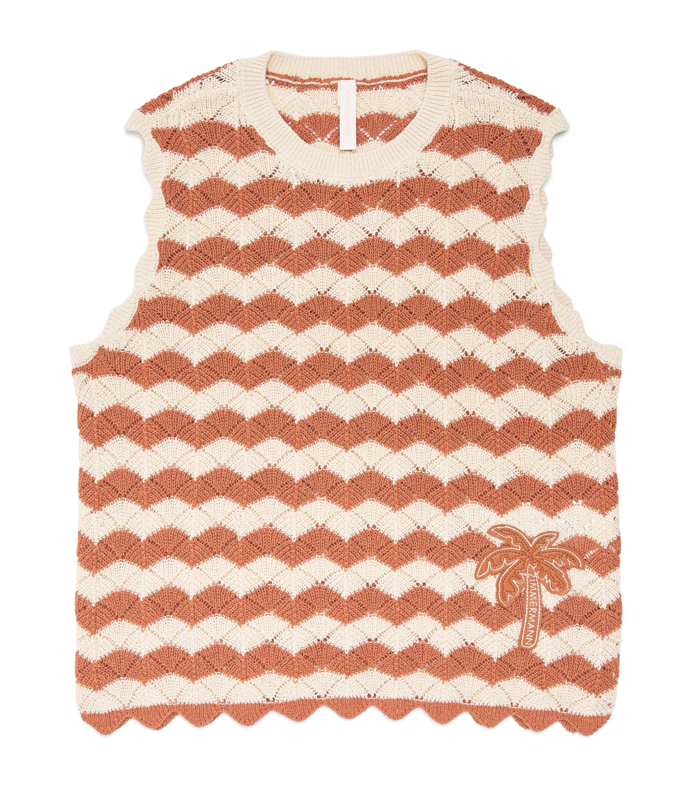 Zimmermann Kids Cotton-Blend Indra Sweater Vest (2-12 Years) Tan/ecru