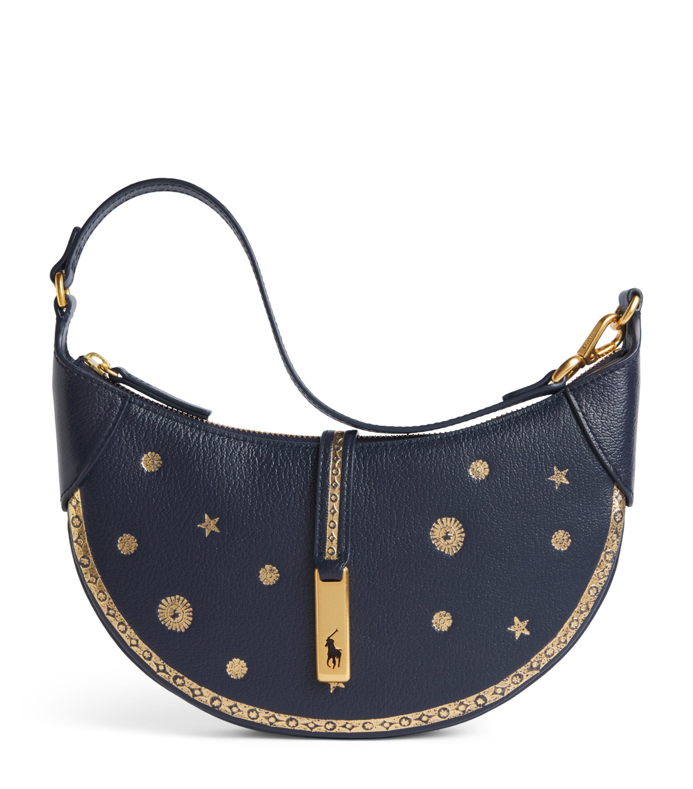 Polo Ralph Lauren Mini Leather Embellished Polo ID Shoulder Bag Midnight Navy