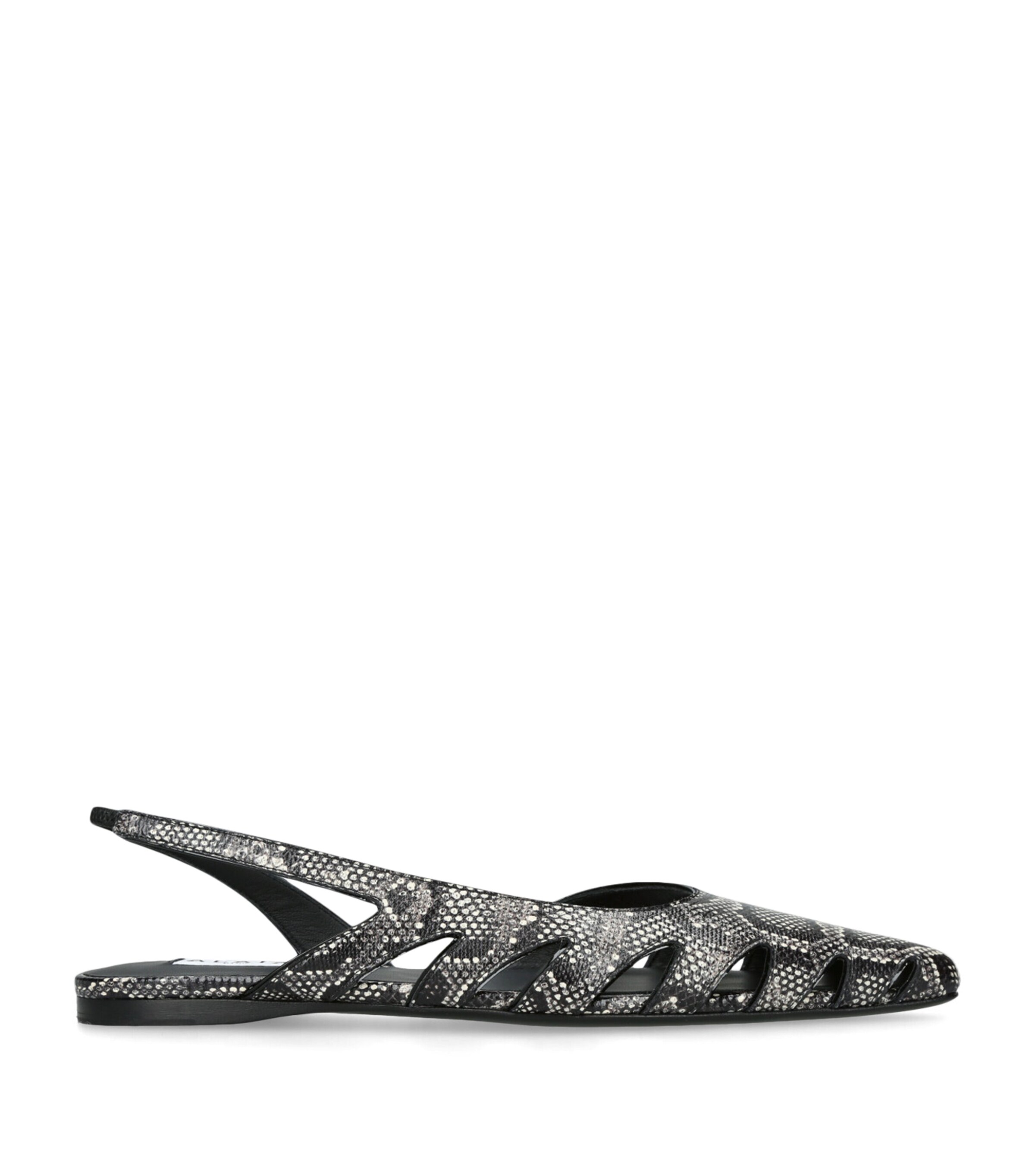 Leather Embossed Slingback Flats