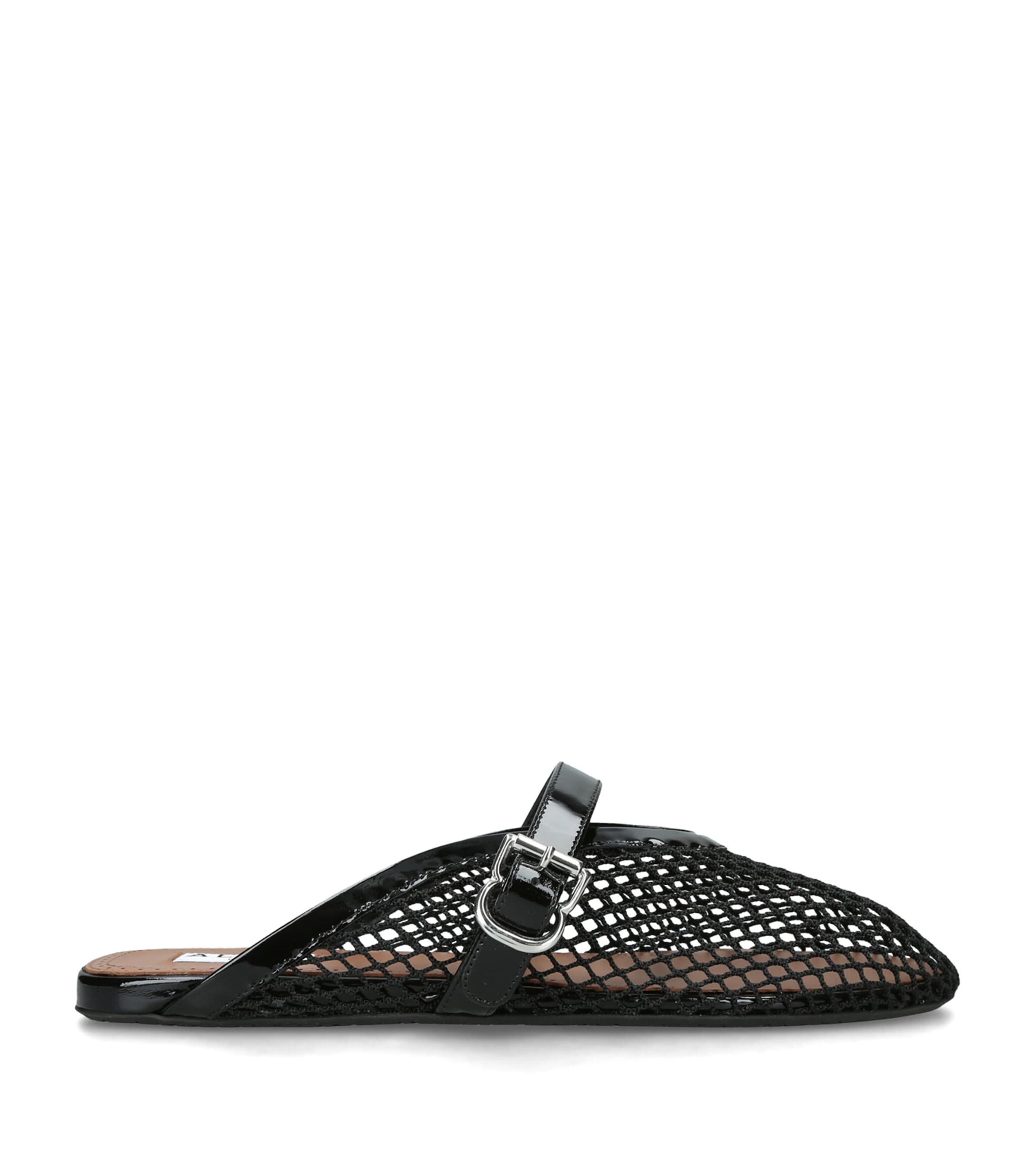 Alaïa Patent Leather Fishnet Mules Black