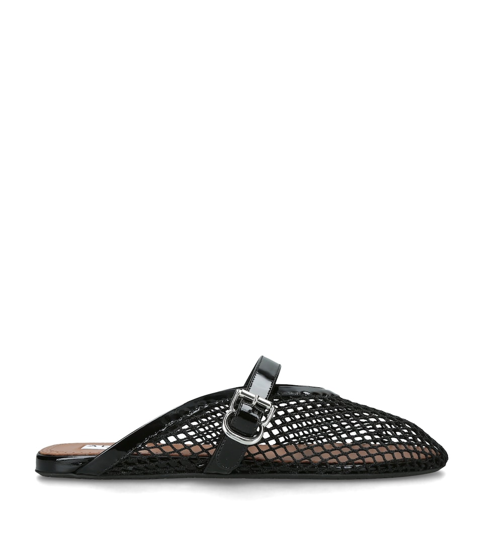 Alaïa Patent Leather Fishnet Mules Black