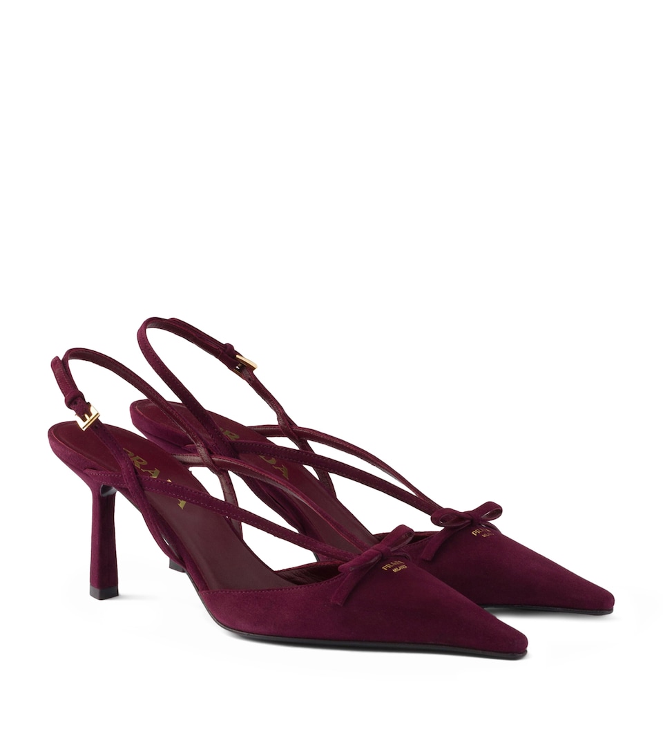 Prada Suede Slingback Pumps 75 Burgundy