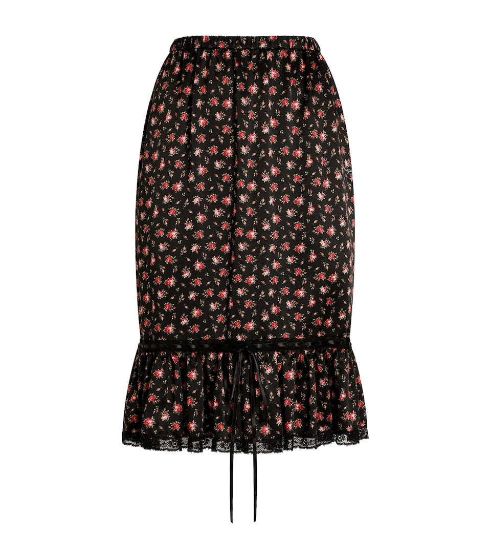 Silk-Cotton-Blend Floral Midi Skirt