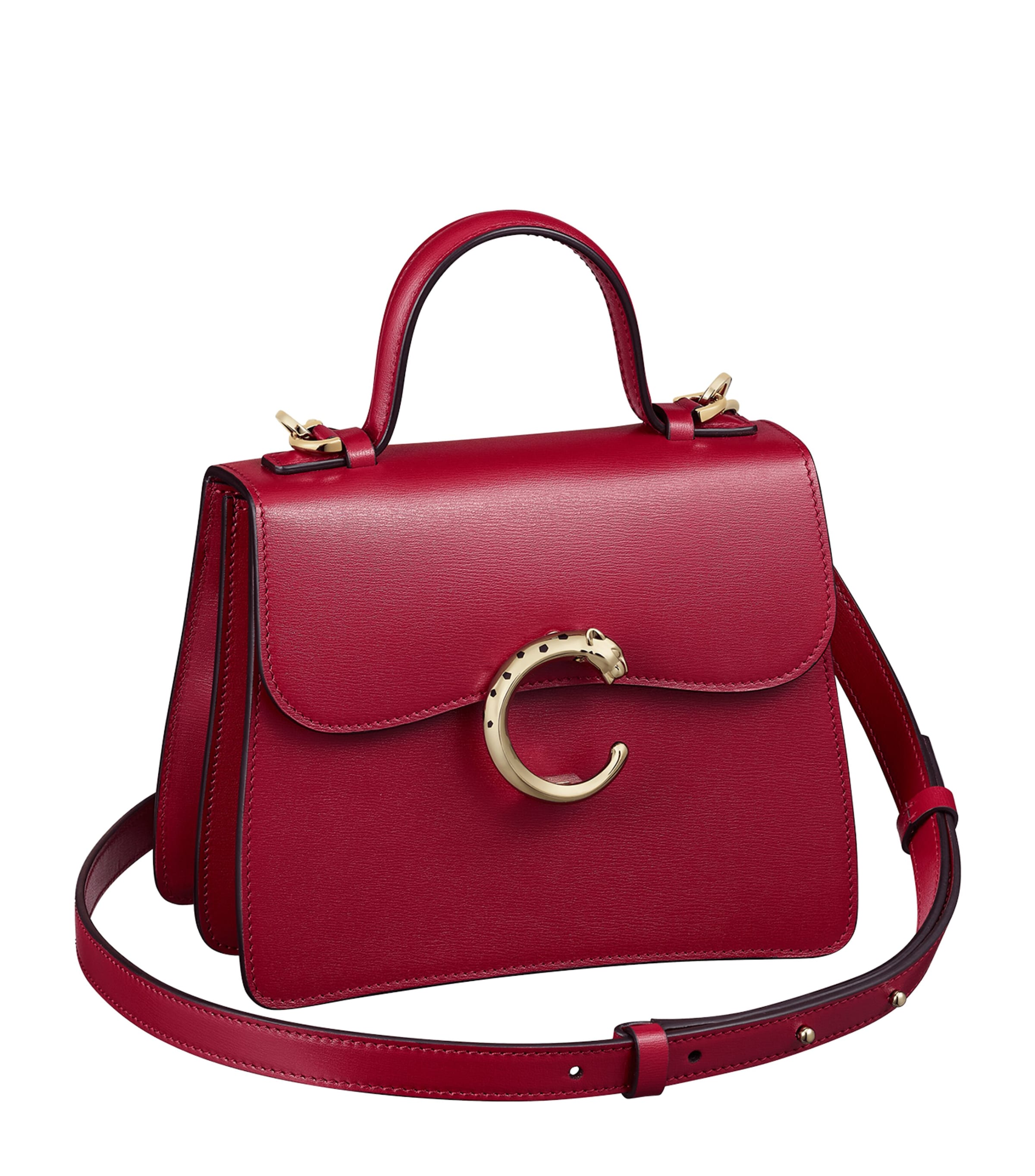 Cartier Leather Mini Panthère De Cartier Top-Handle Bag Cherry Red