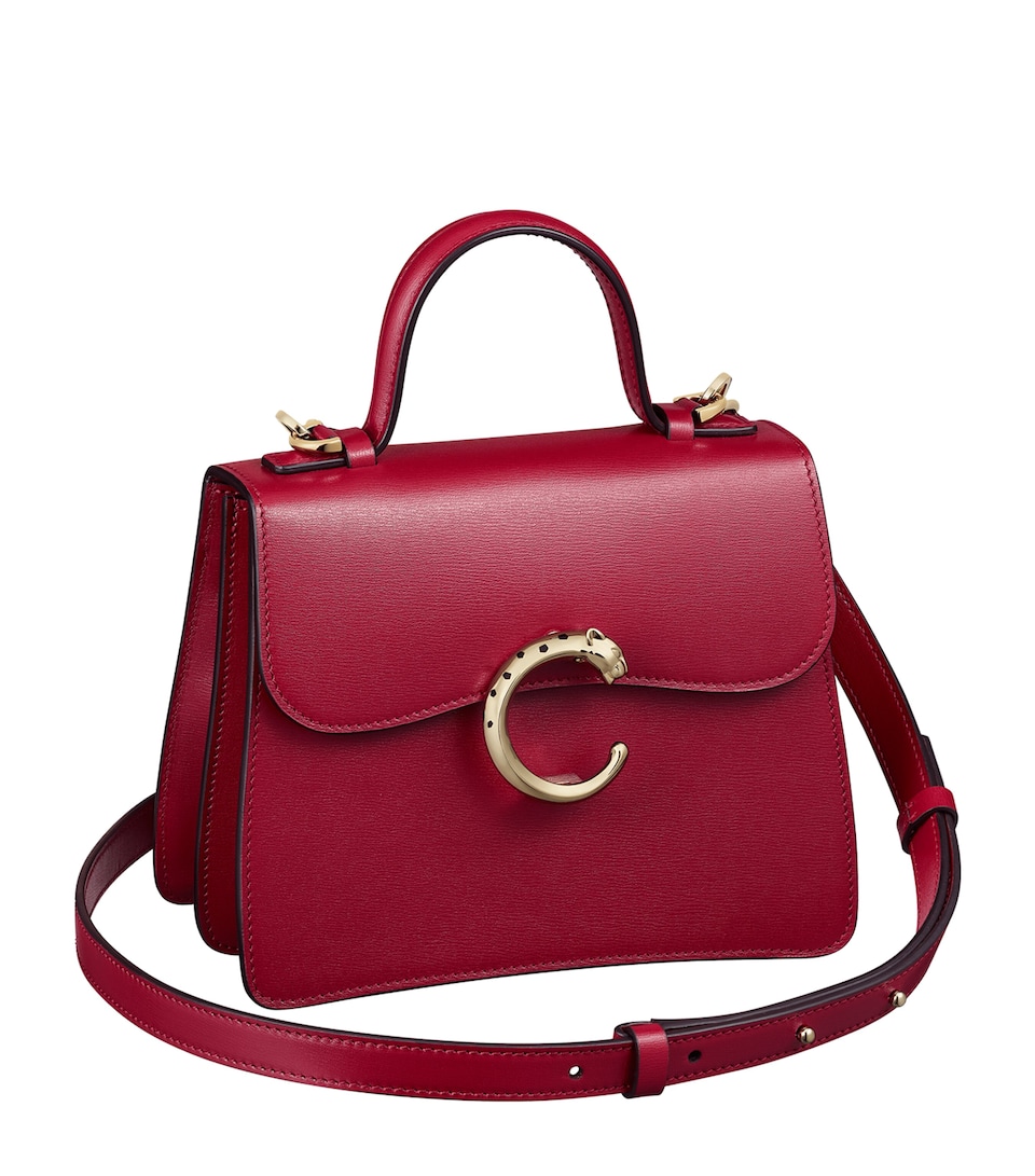 Cartier Leather Mini Panthère De Cartier Top-Handle Bag Cherry Red