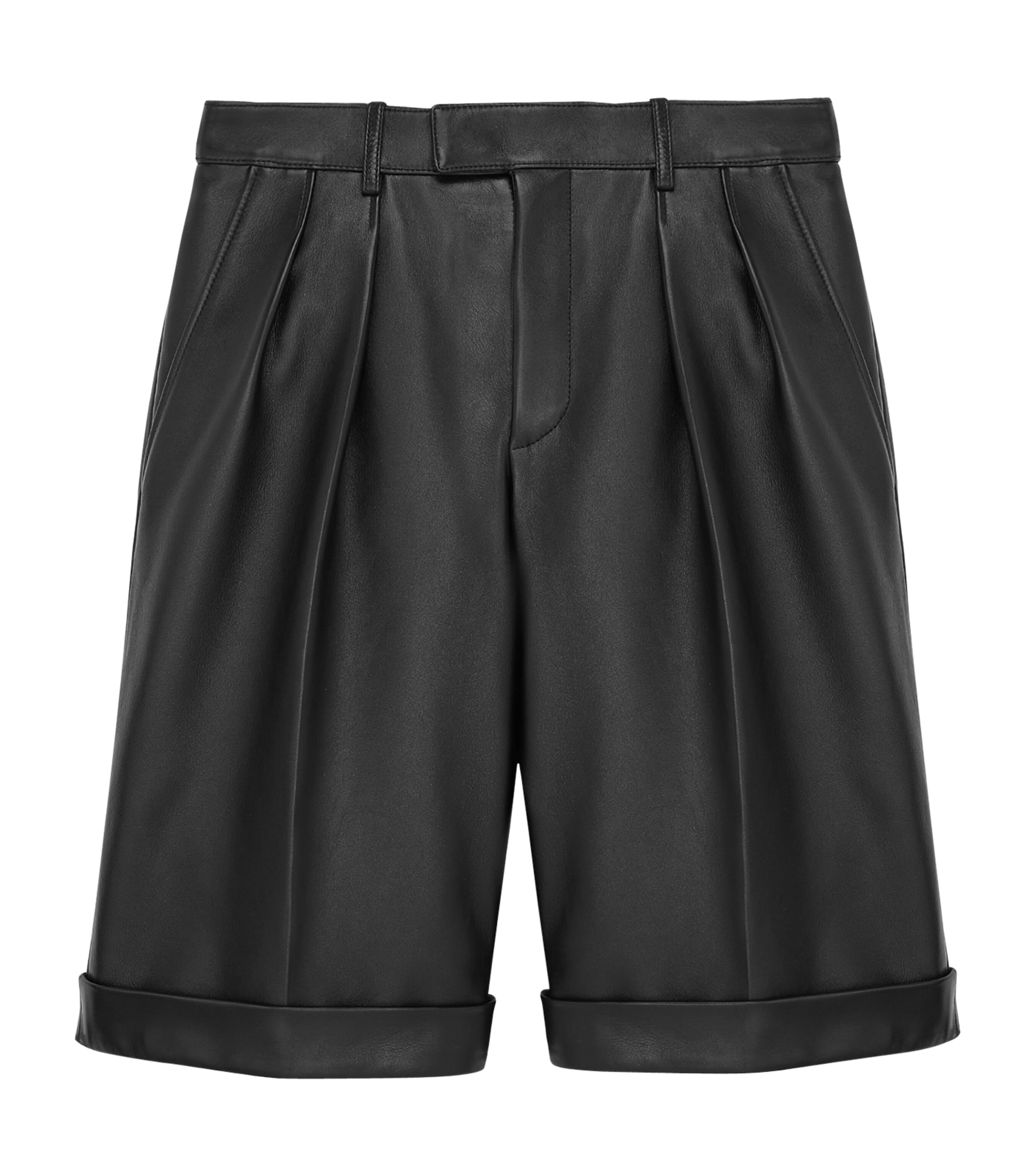 Saint Laurent Womens Leather Tailored Shorts