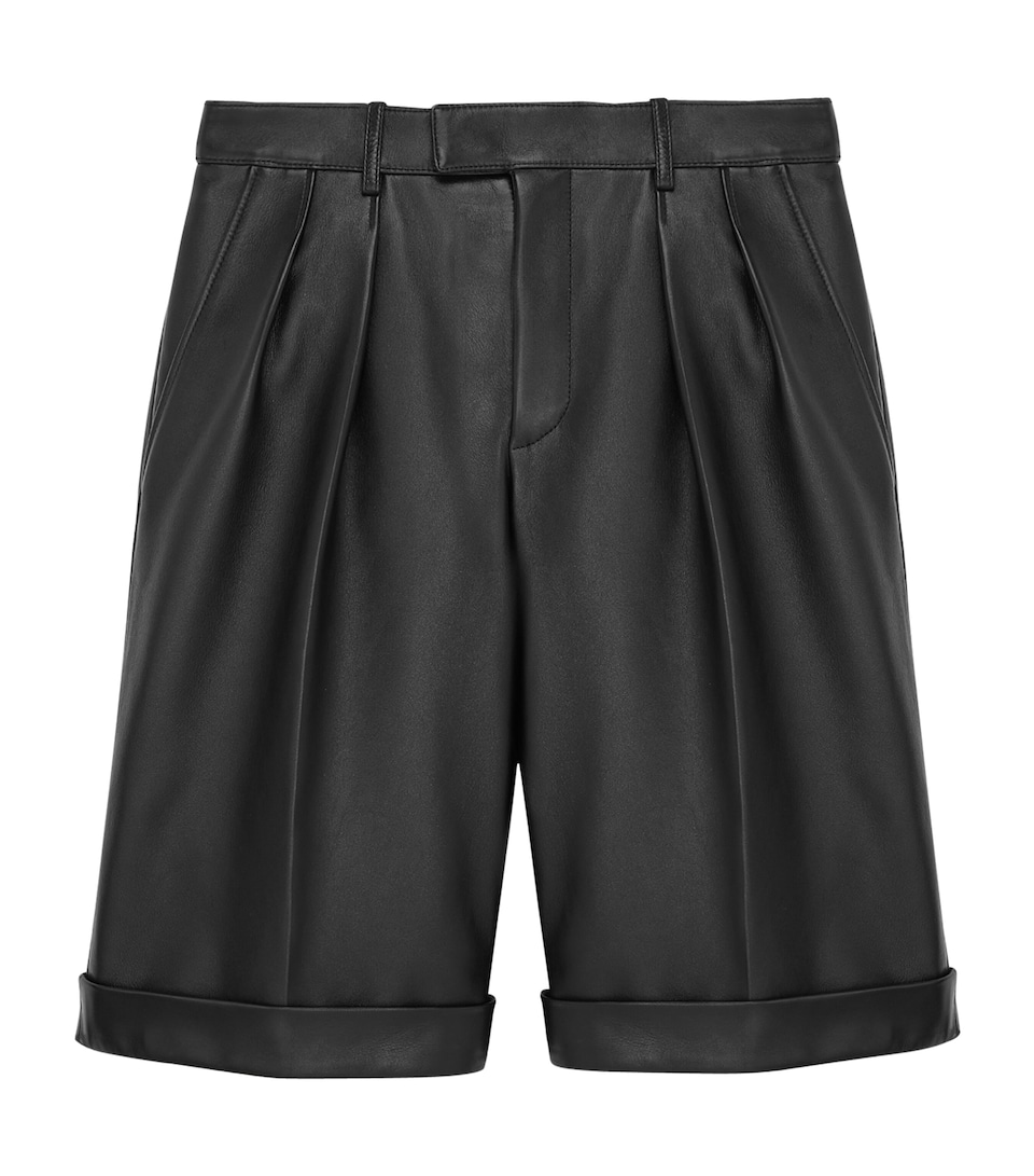 Saint Laurent Womens Leather Tailored Shorts
