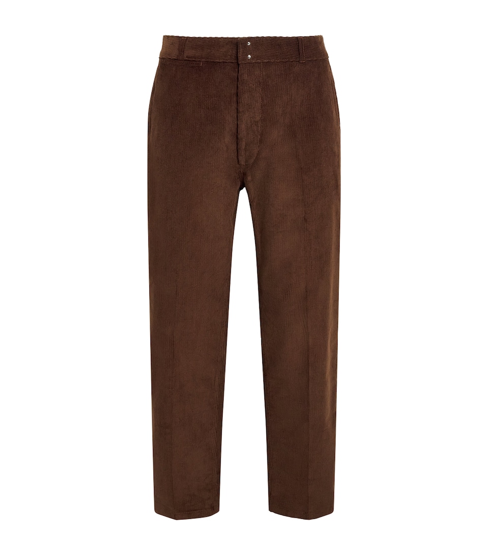AMI Paris Mens Cotton Corduroy Straight Trousers Marron Chocolat
