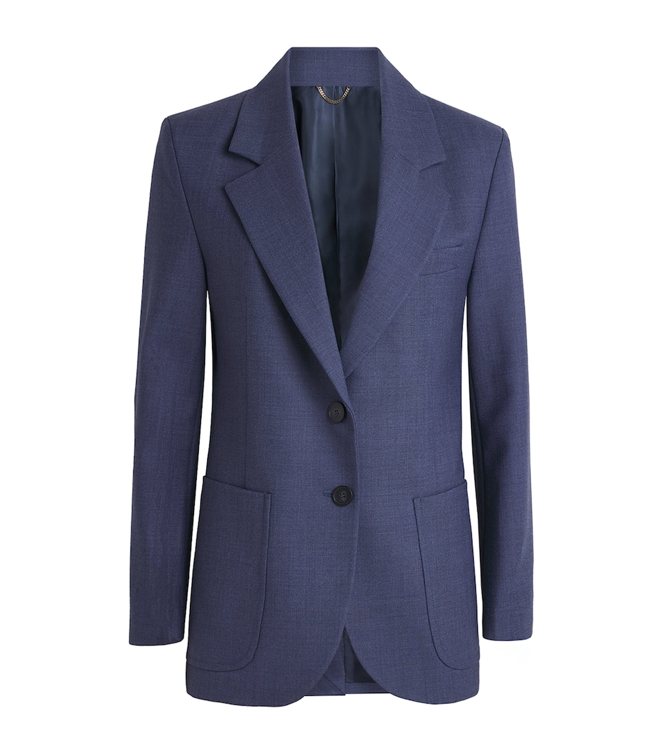 Victoria Beckham Womens Katherine Blazer Dusk Blue Melange