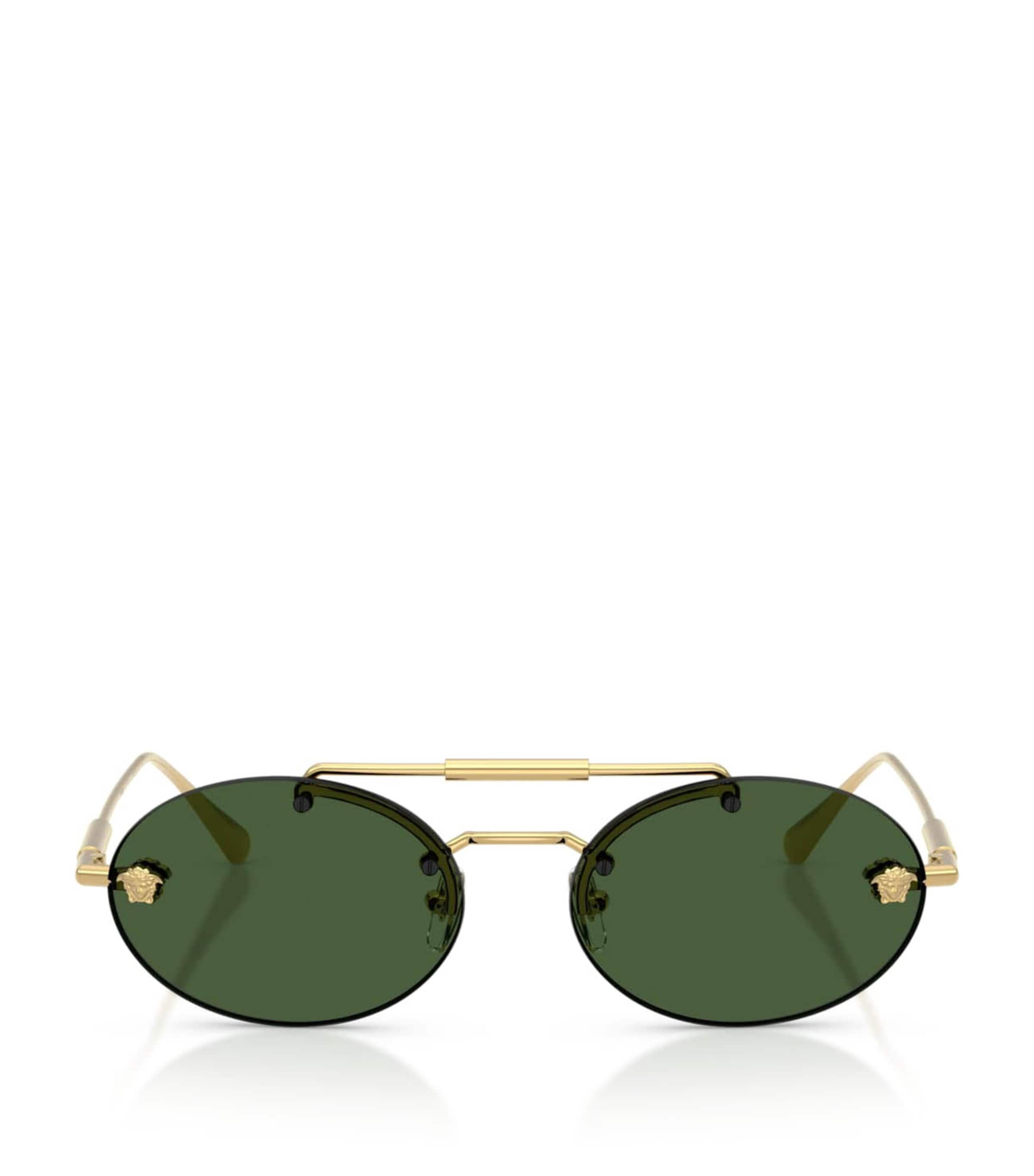 Versace Metal VE2295 Oval Sunglasses Gold