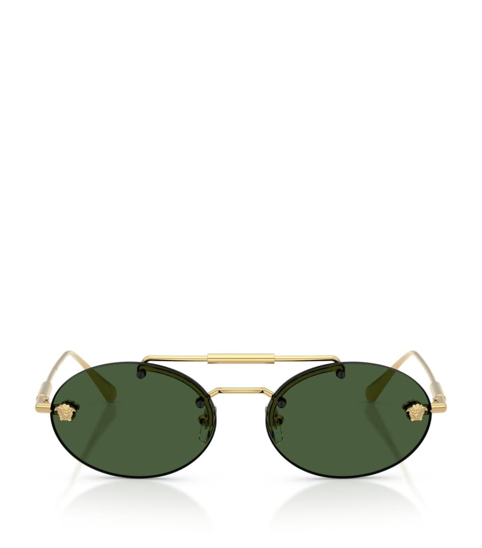 Versace Metal VE2295 Oval Sunglasses Gold