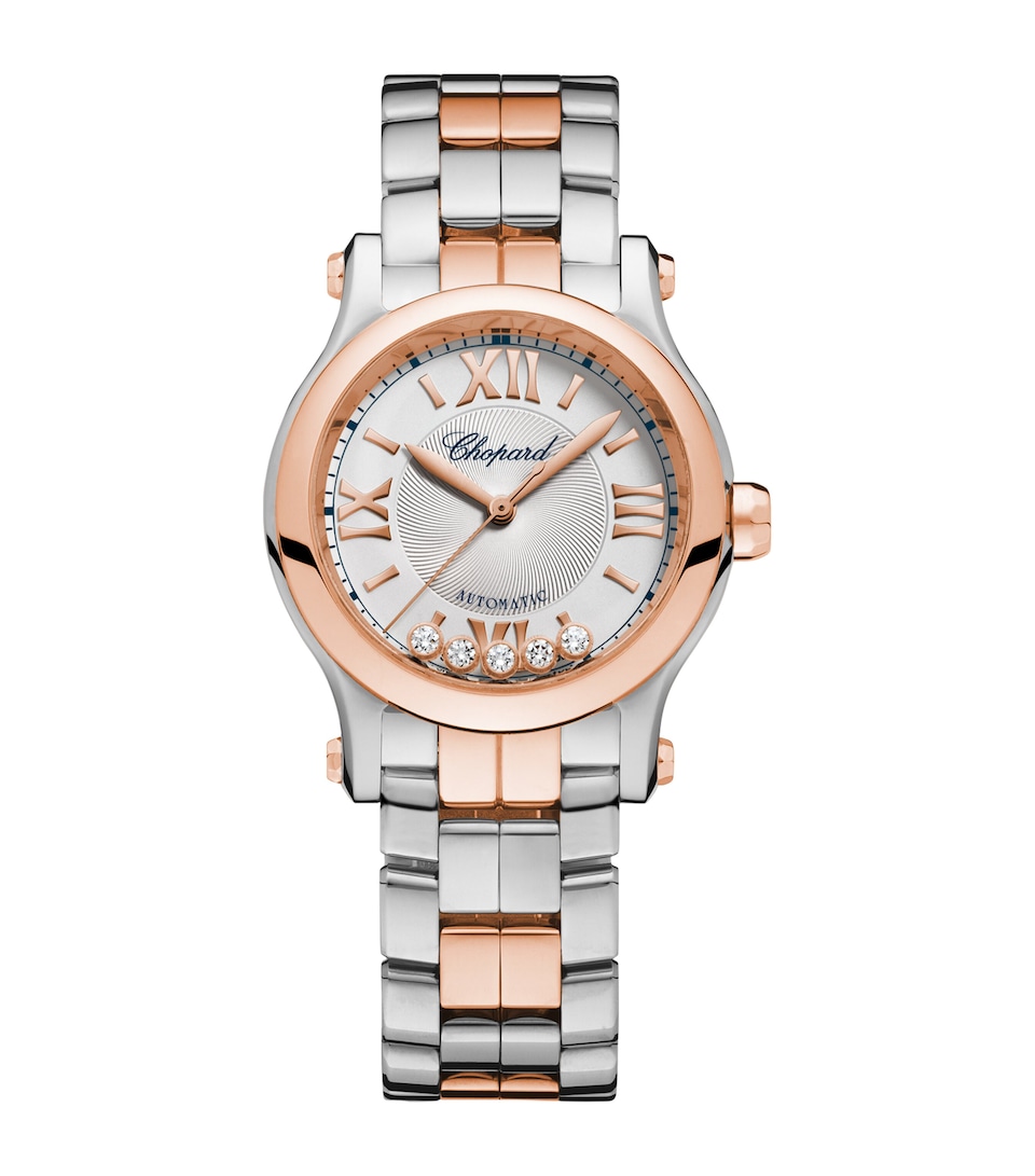 Rose Gold and Stainless Steel Happy Sport Automatic Watch 33mm